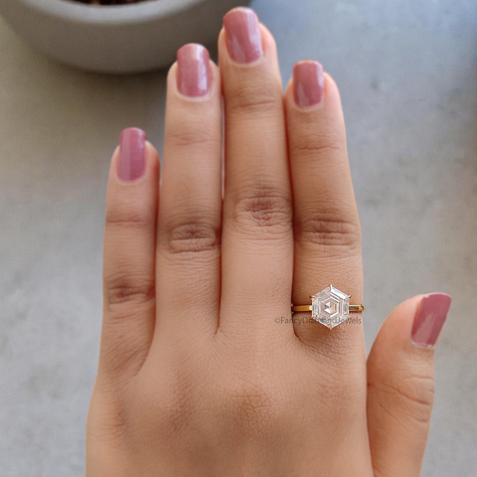 3.20 CT Hexagon Brilliant Cut Moissanite Engagement Ring Prong Setting Ring Wedding Ring Bridal Promise Ring For Women Gift For Her FD353