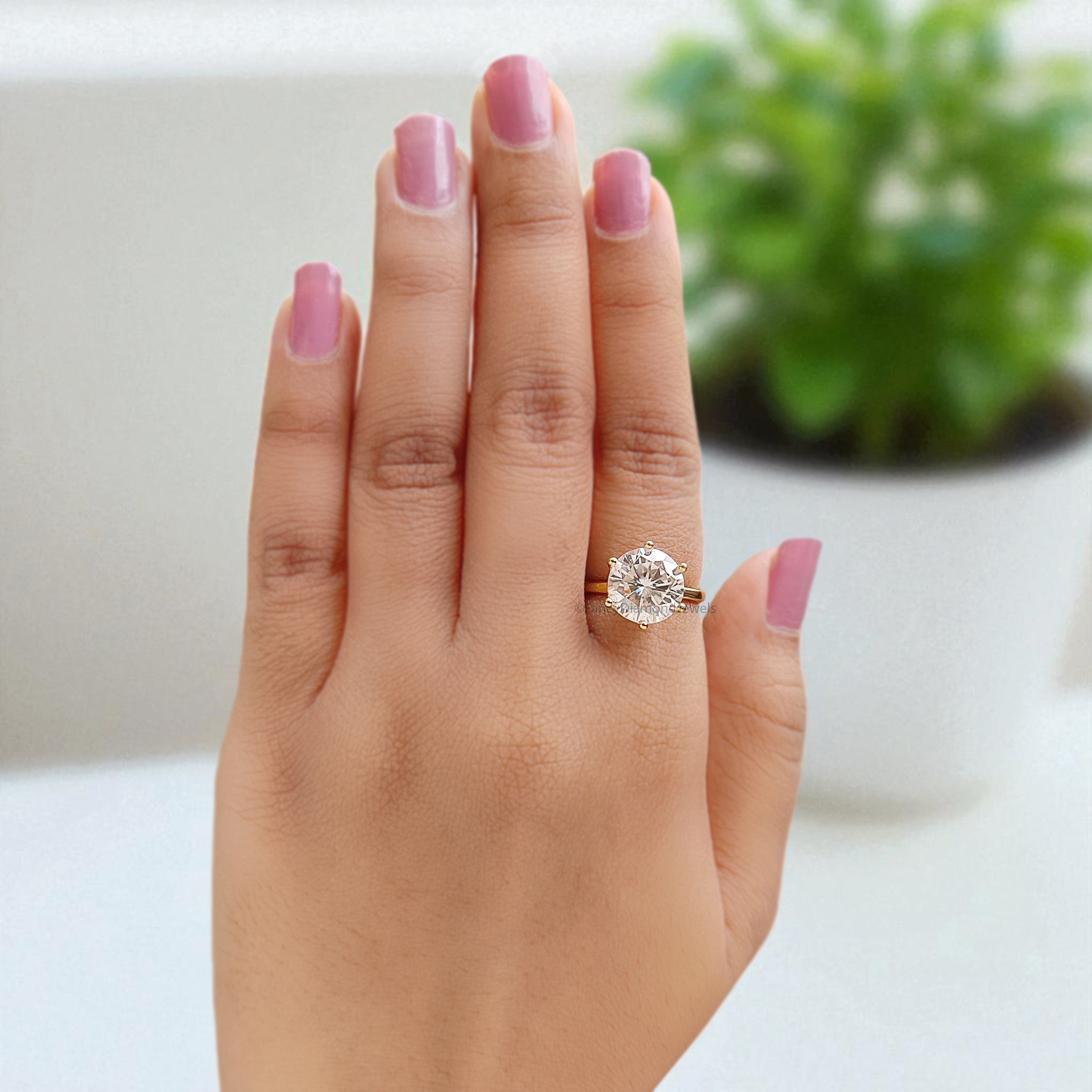 3.55 CT Round Brilliant Cut Colorless Moissanite Solitaire Ring Engagement Ring Wedding Ring Comfort Fit Yellow/White/Rose Gold Ring FD29
