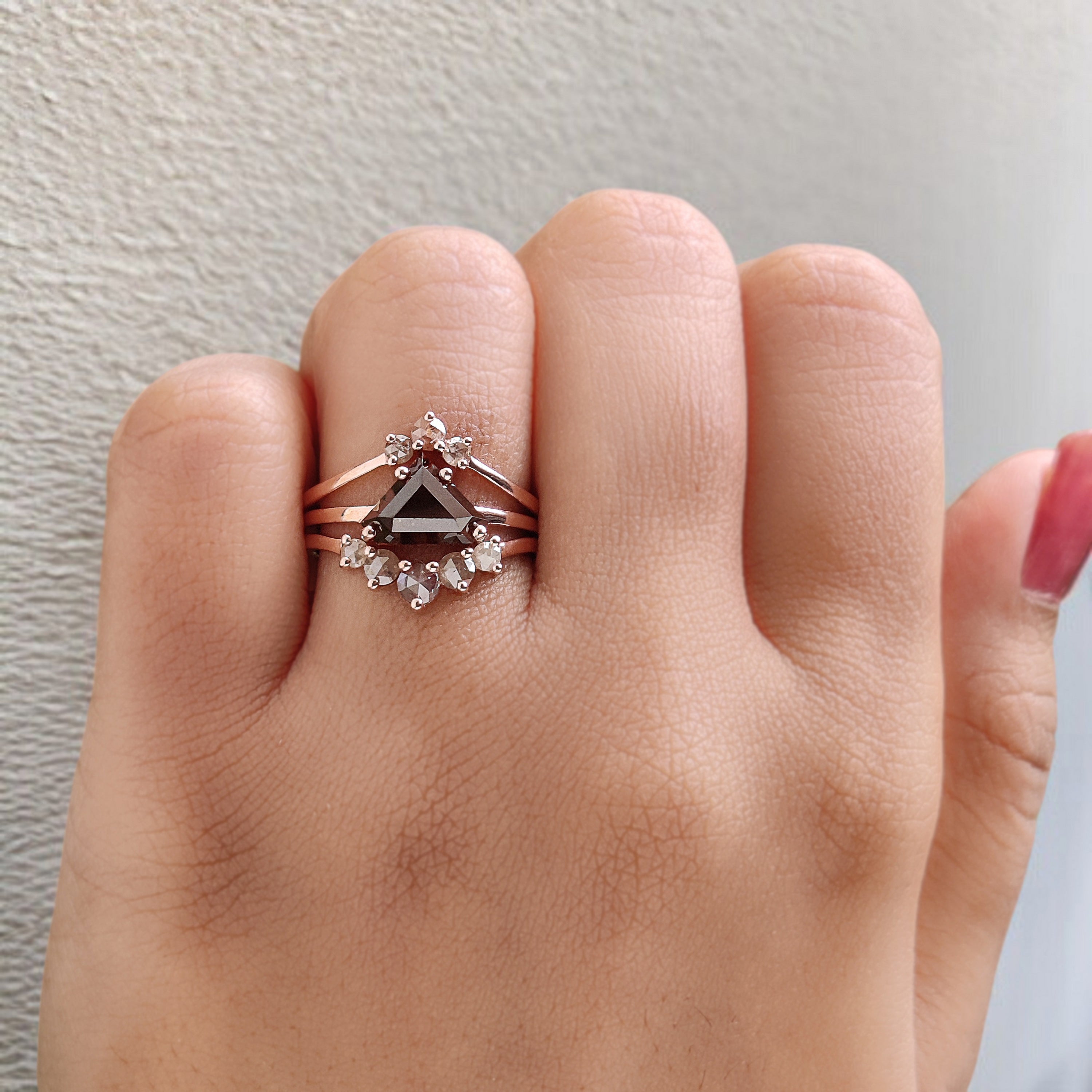Shield Shape Brown Diamond Ring 1.70 Ct 6.85 MM Shield Cut Diamond Ring 14K Solid Rose Gold Silver Engagement Ring Gift For Her QL1866