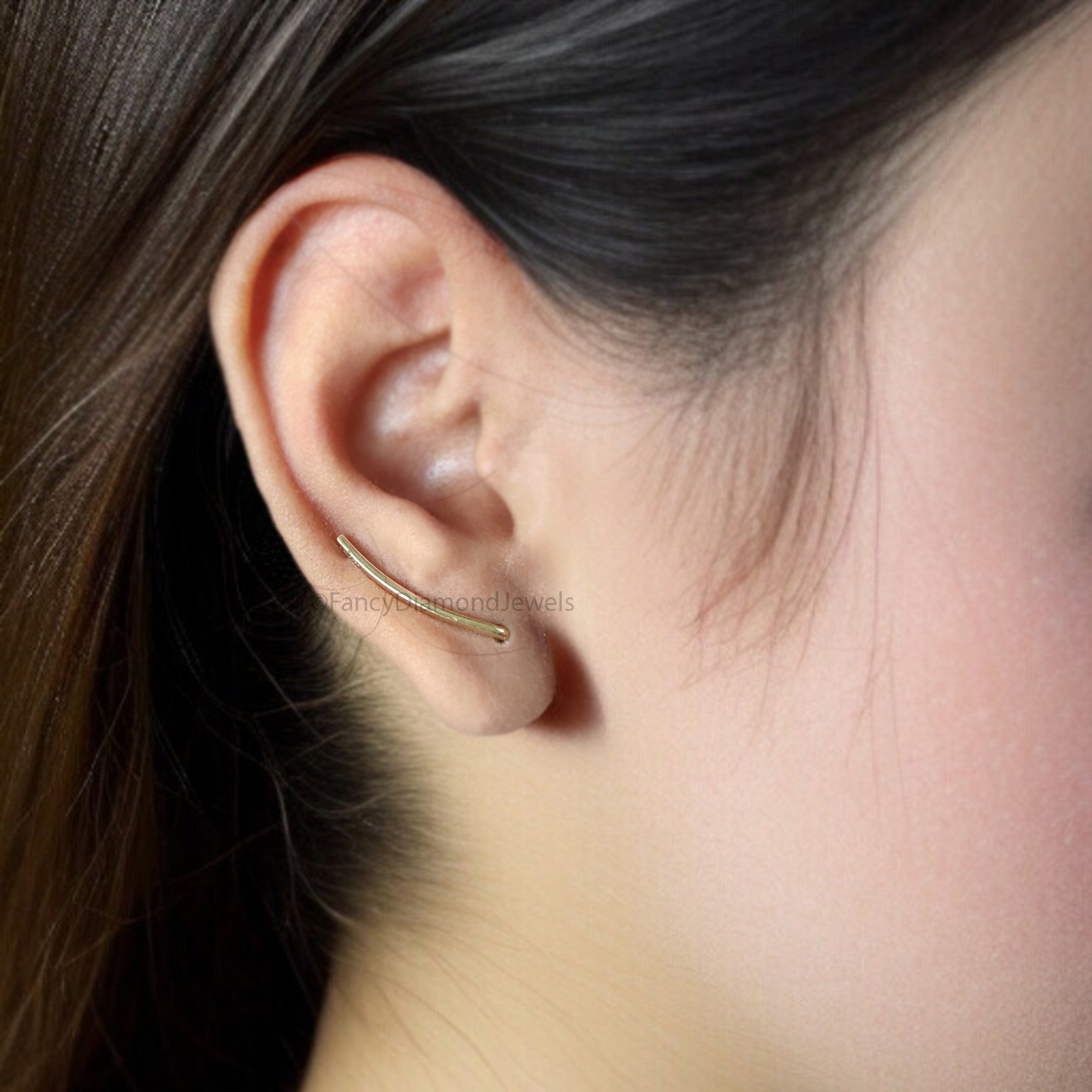 20 mm Dainty Long Ear Climbers Ear Climber Silver Sweep Ear Gold Cuff Pins Yellow Gold Hammered Ear Crawler Bar Ear Climber Earrings FD325