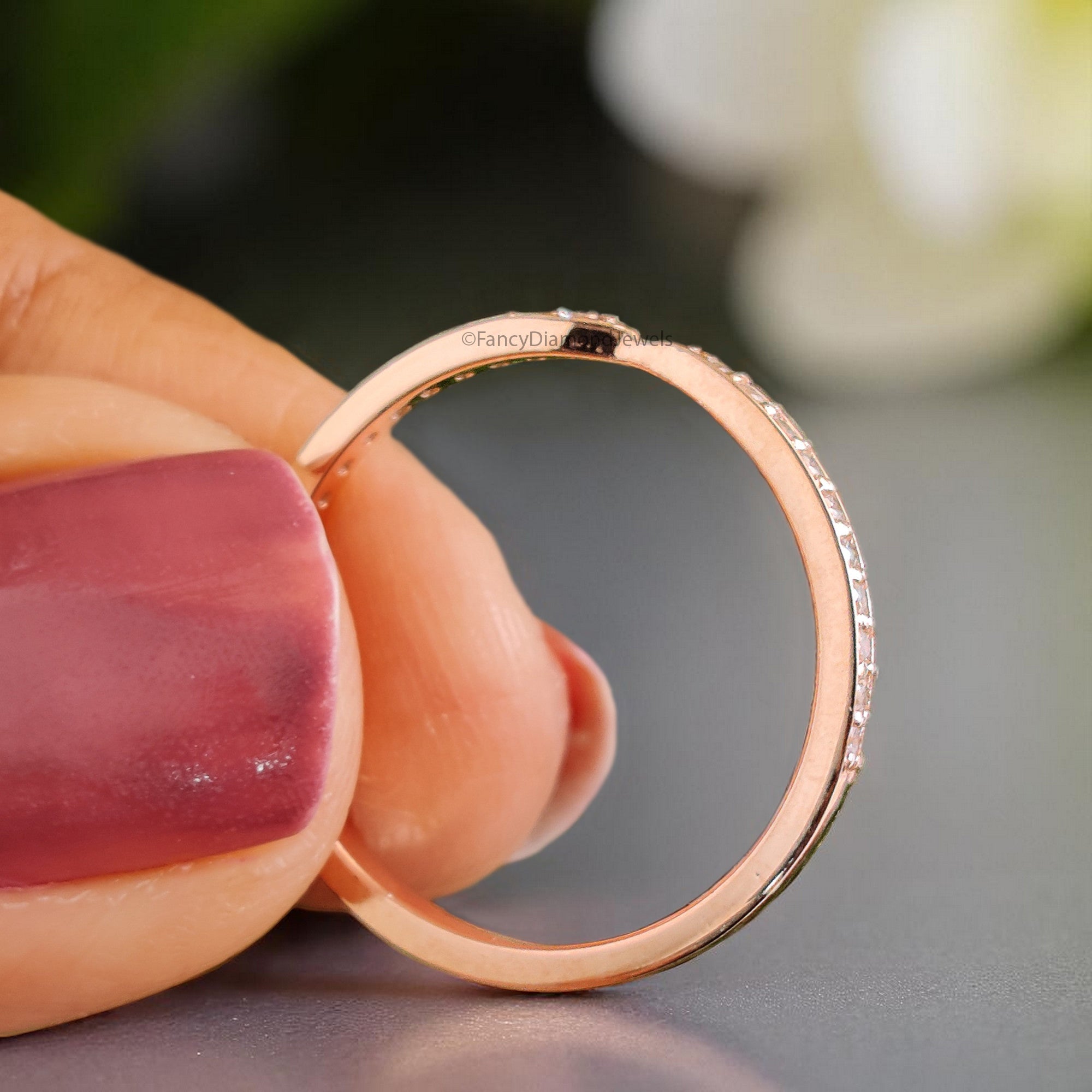 Bow Style Wedding Ring Silver/10K/14K/18K Gold Band Half Eternity Minimalist stacking dainty matching anniversary ring Gift For Her KD910