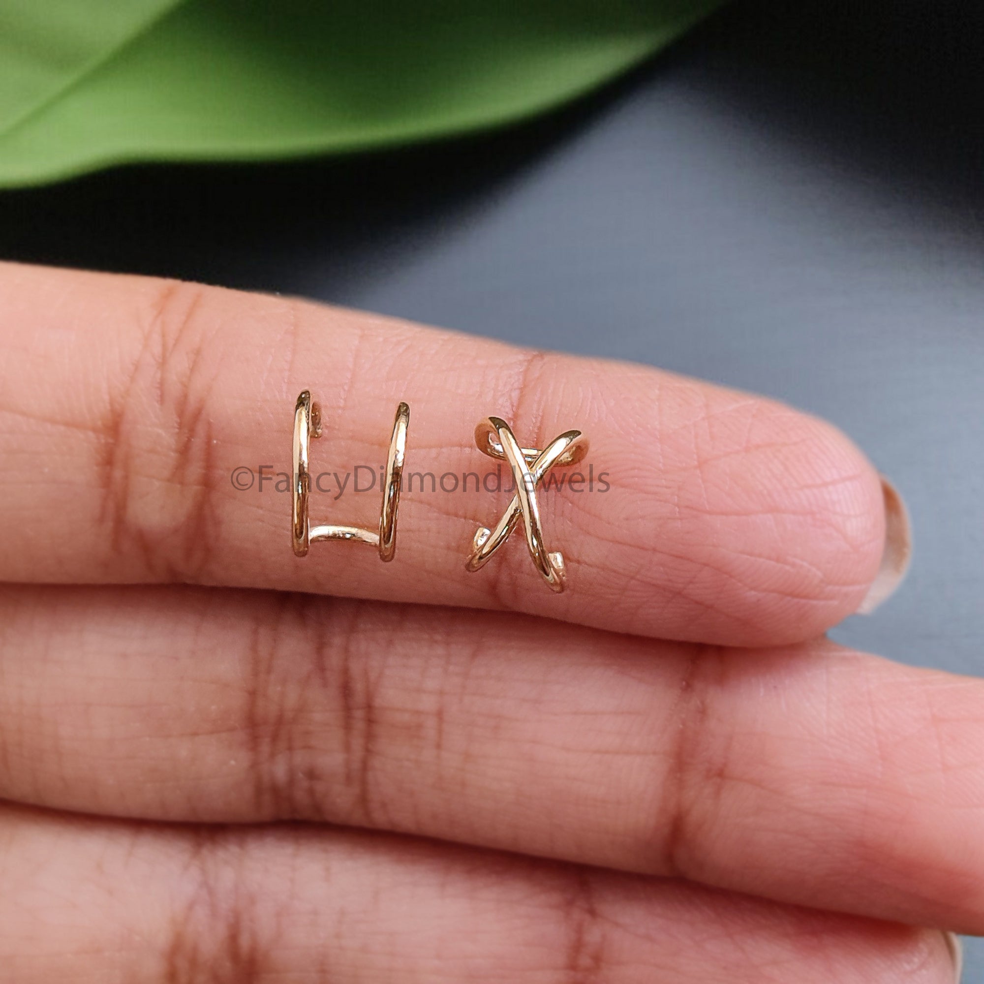 Set of 2 Ear Cuffs for Upper Ear No Piercing Needed Cuff Cartilage Earring Cuff Gold Ear Wrap Cuff FD322