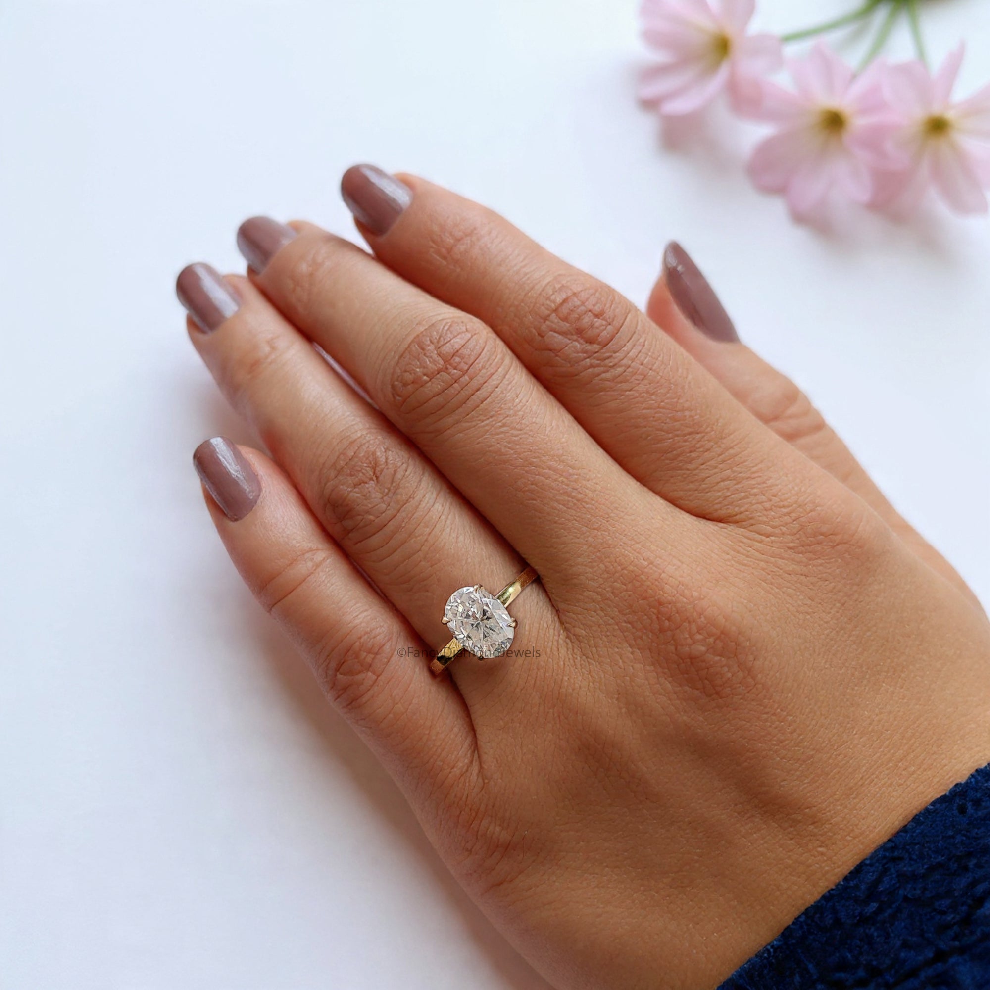 Beautiful Oval Shape Moissanite Ring Yellow Gold 10k/14k/18k 1.50 CT Oval Cut Ring Oval Wedding Engagement Ring Oval Colorless Ring FD15