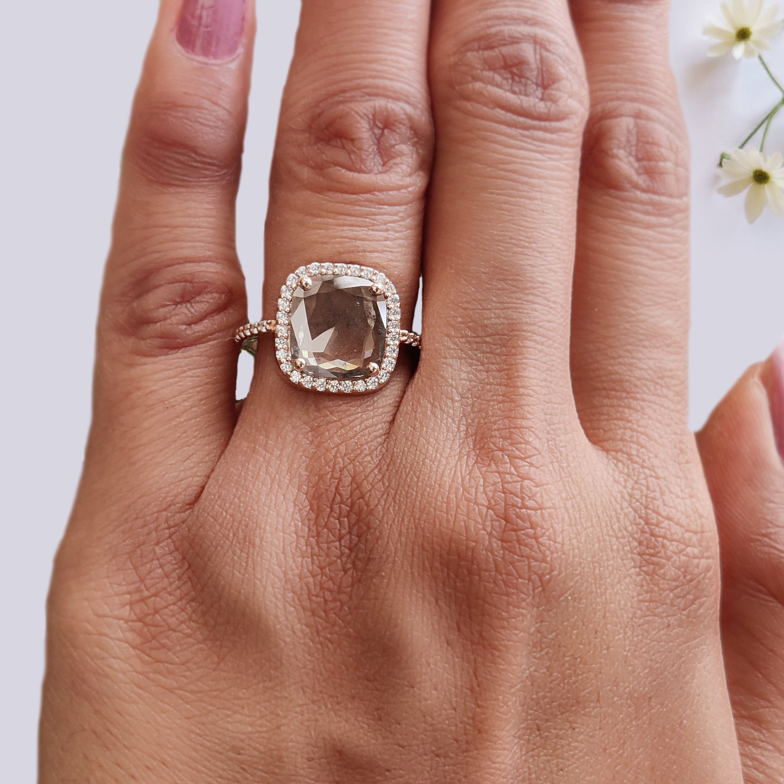 1.95 CT Cushion Lab Grown Diamond Ring Cushion CVD Fancy Black Grey Salt And Pepper Diamond Ring Engagement Ring Bridal Wedding Ring KDL3523