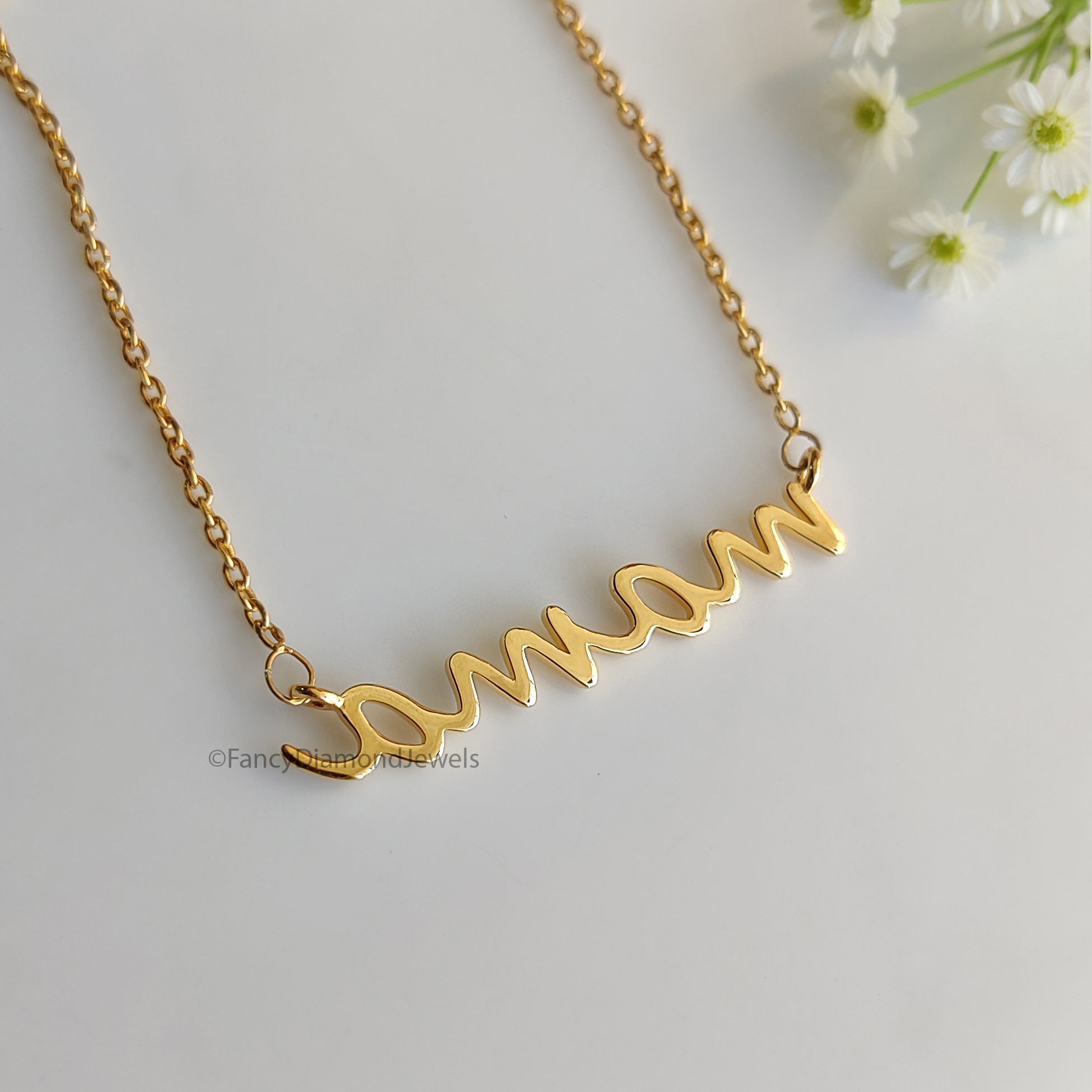 Mom Gift jewelry Tiny Mama Necklace Yellow Silver handmade jewelry Mothers Necklace Perfect Gifts for Mom Necklace With Chain FD538