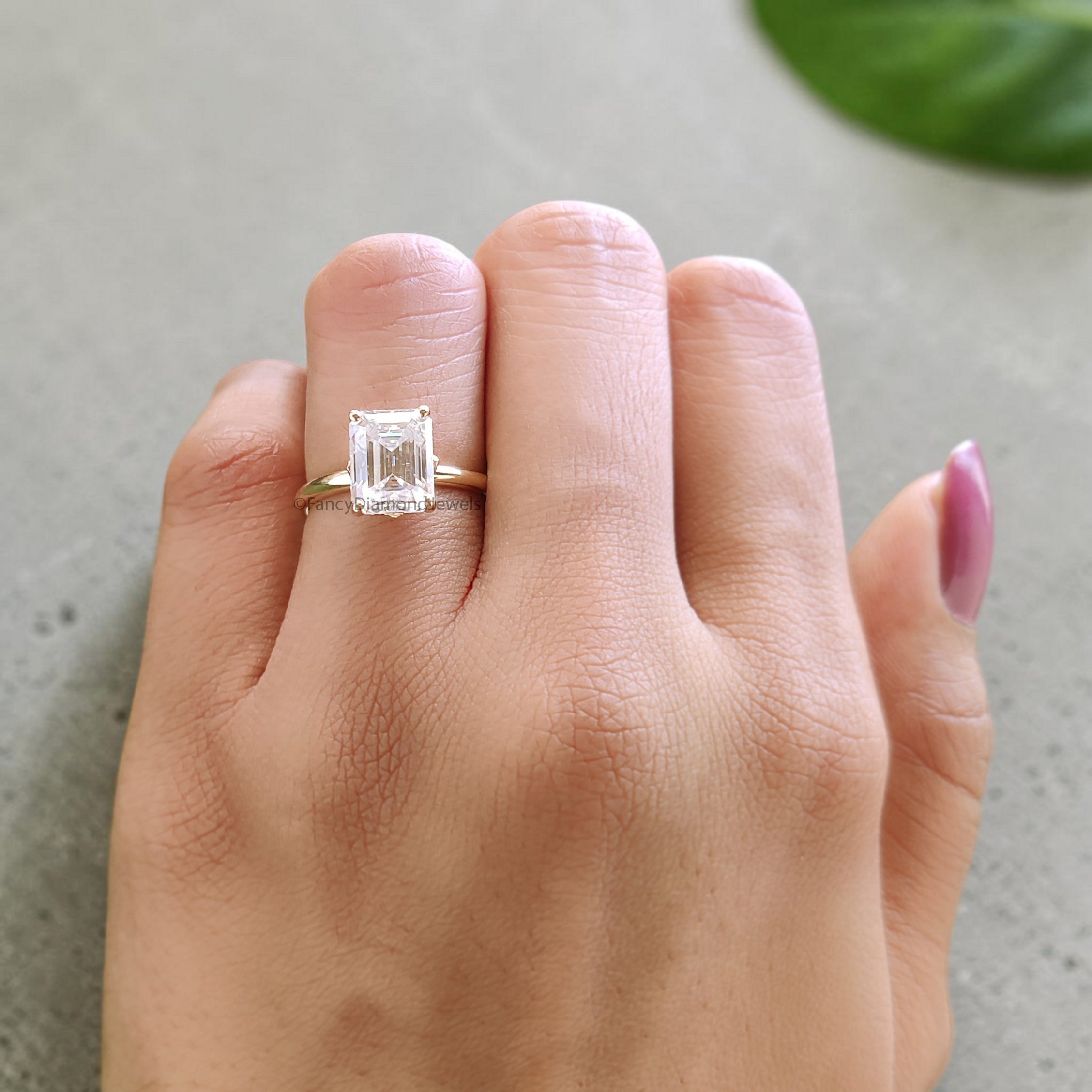 2.55 CT Emerald Cut Lab Grown Diamond Engagement Ring Emerald Diamond Statement ring Prong Set Floral Set Emerald Ring for Her FD476