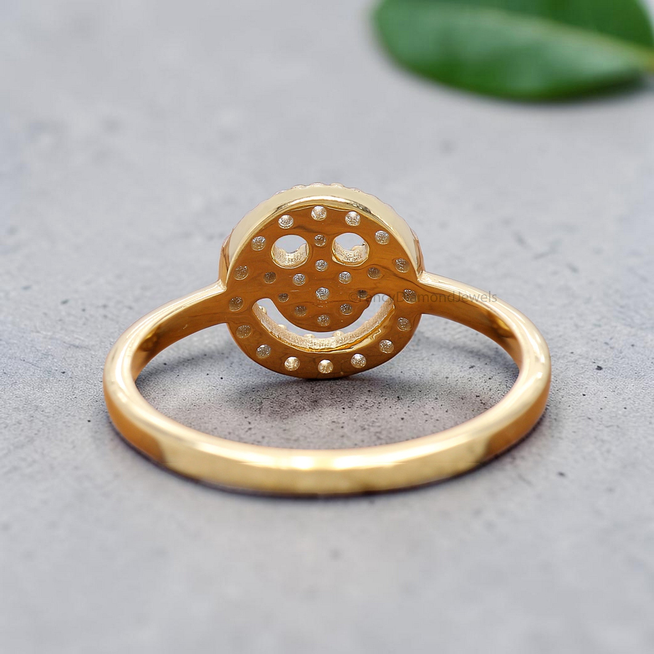 Minimalist Diamond Ring, Smile Face Round Diamond Pave Ring, Daily Wear Rings, Lab Diamond Ring, Smiley Face Ring, Gift For Daughter FD567