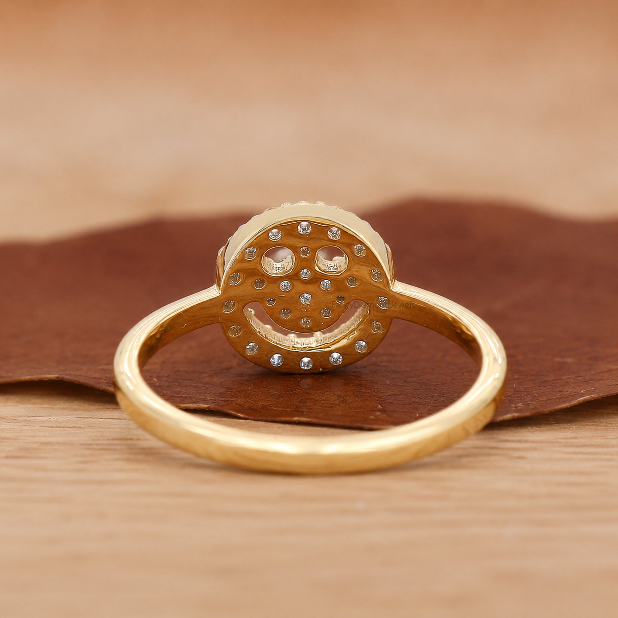 Minimalist Diamond Ring, Smile Face Round Diamond Pave Ring, Daily Wear Rings, Lab Diamond Ring, Smiley Face Ring, Gift For Daughter FD567