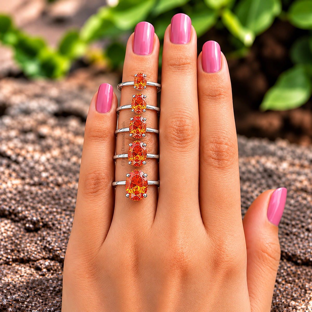 Oval Orange Citrine stone engagement ring 12mm 10mm 9mm 8mm 7mm ring silver simulant Ring Solitaire ring Diamond ring Gift for her FD337