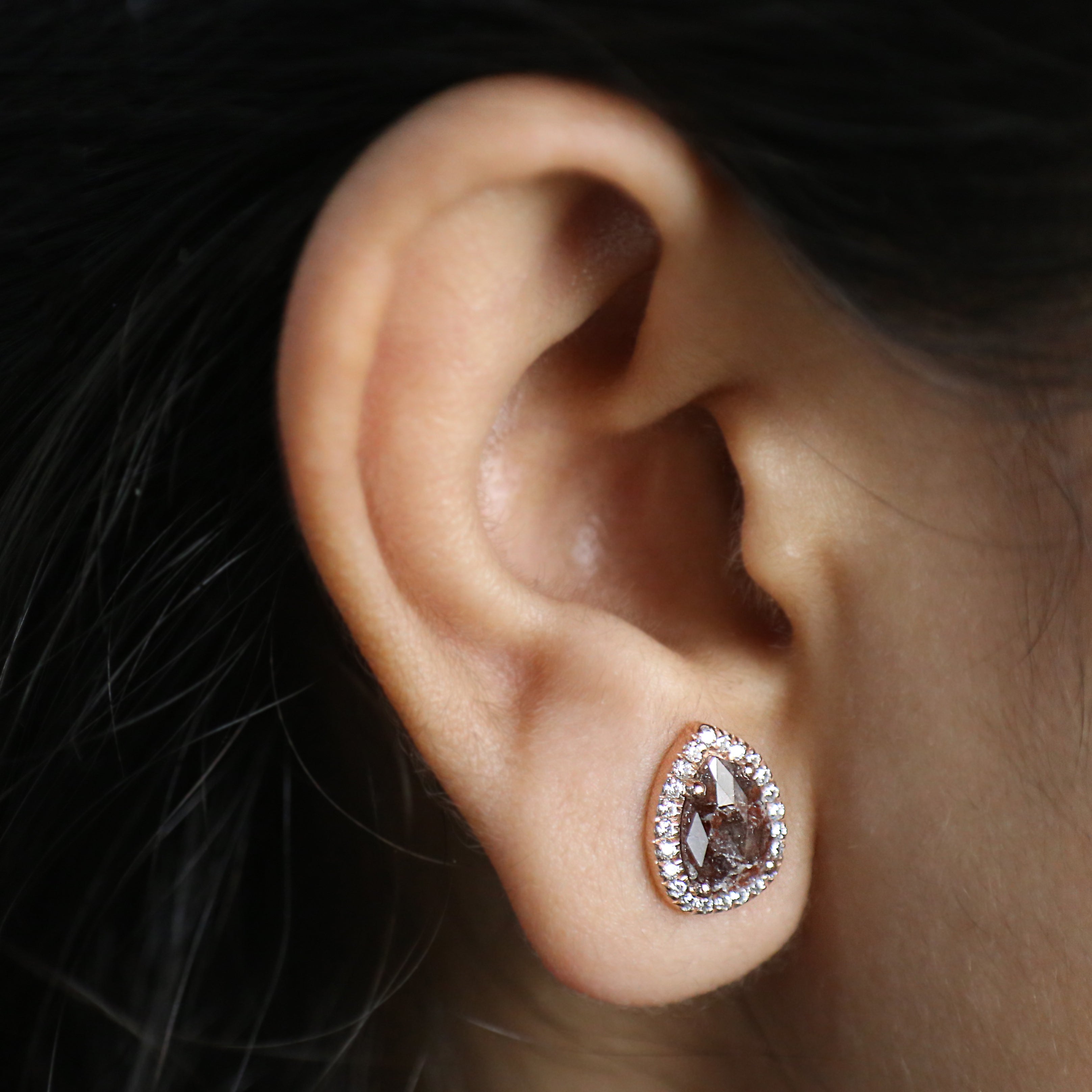 Pear Cut Brown Color Diamond Earring 2.06 Ct 8.80 MM Pear Diamond Earring 14K Solid Rose Gold Silver Pear Cut Earring Gift For Her KDL6875