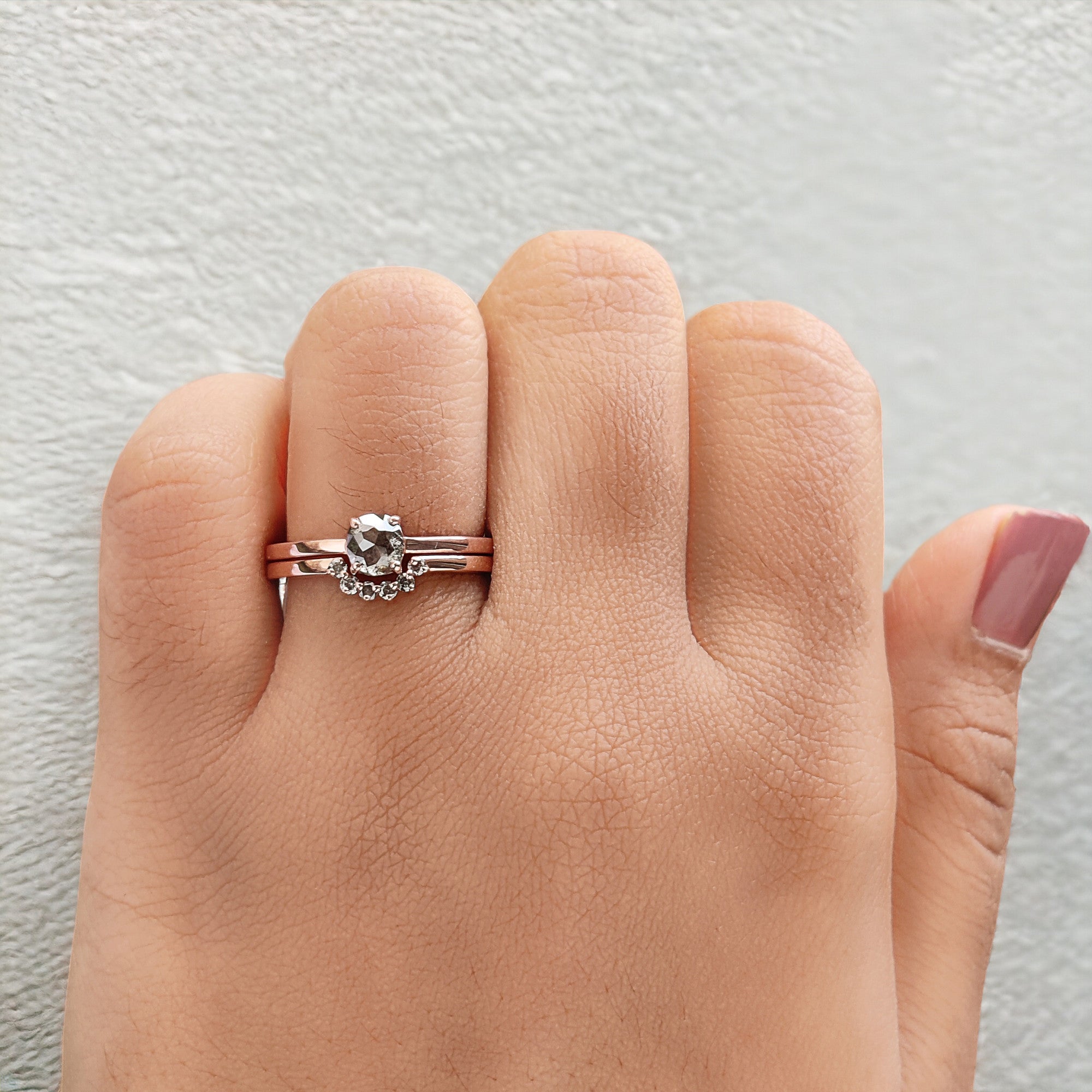 Oval Cut Salt And Pepper Diamond Ring 0.57 Ct 4.95 MM Oval Diamond Ring 14K Solid Rose Gold Silver Oval Engagement Ring Gift For Her QL9012