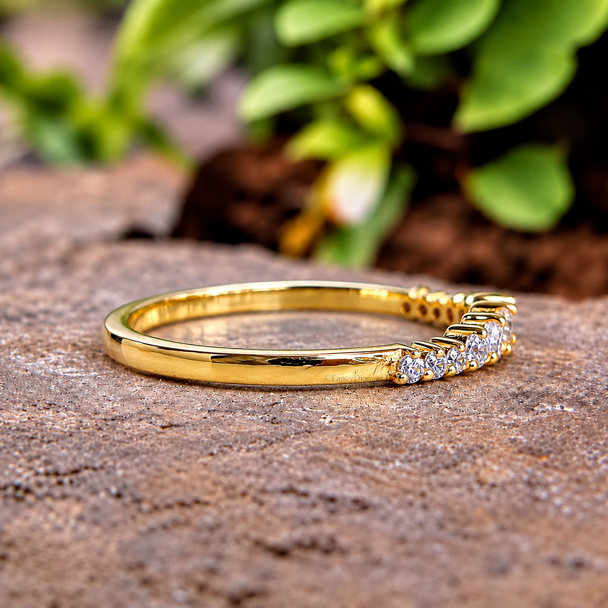 Dainty Solid Gold Moissanite Stacking Band, 10K Gold Stackable Promise Ring, Minimalist Statement Ring, Anniversary Gift for Her FD608