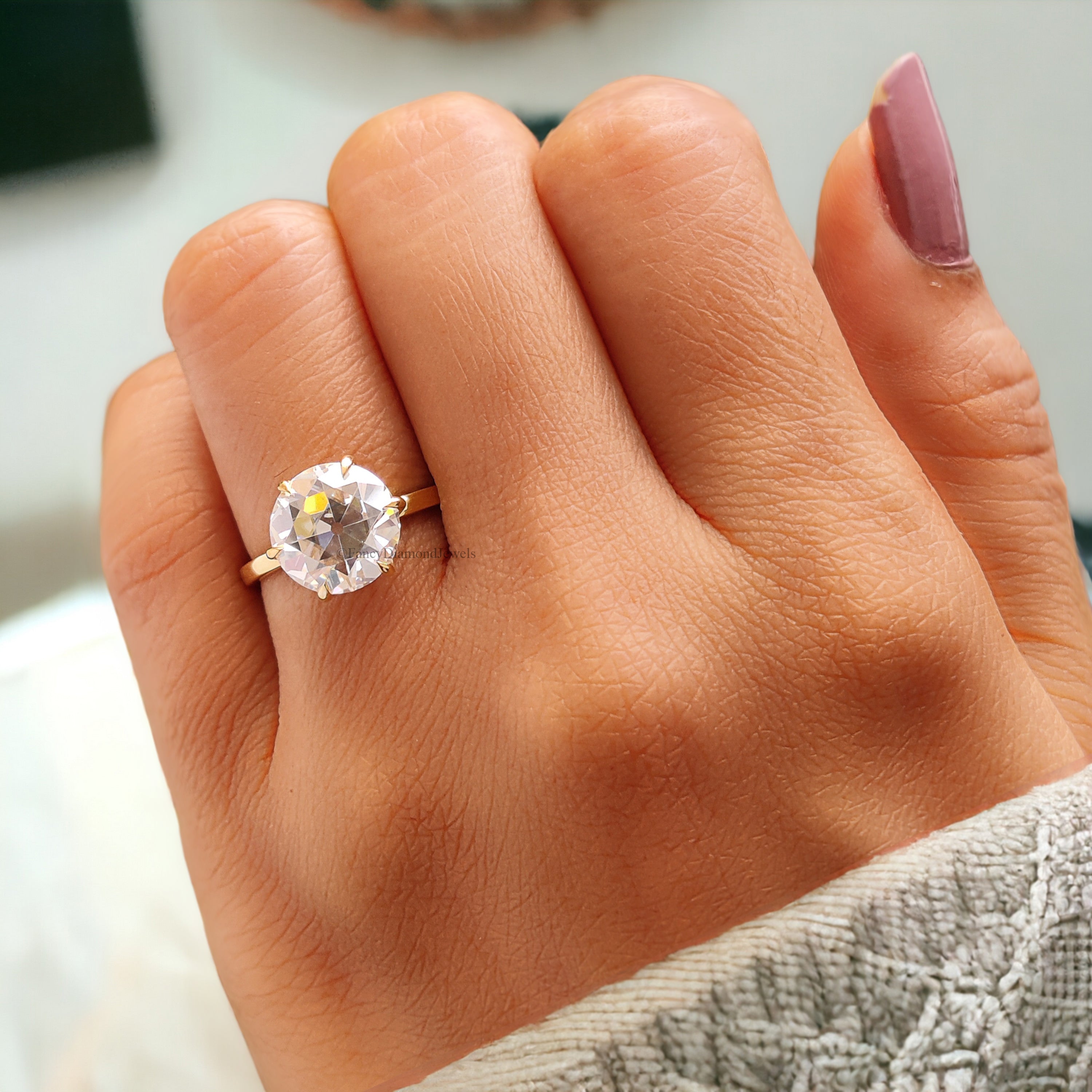 2.80 CT Old European Round Cut Moissanite Solitaire Ring Yellow Gold Engagement Ring For Women OEC Round Cut Ring For Her Wedding Gift FD171