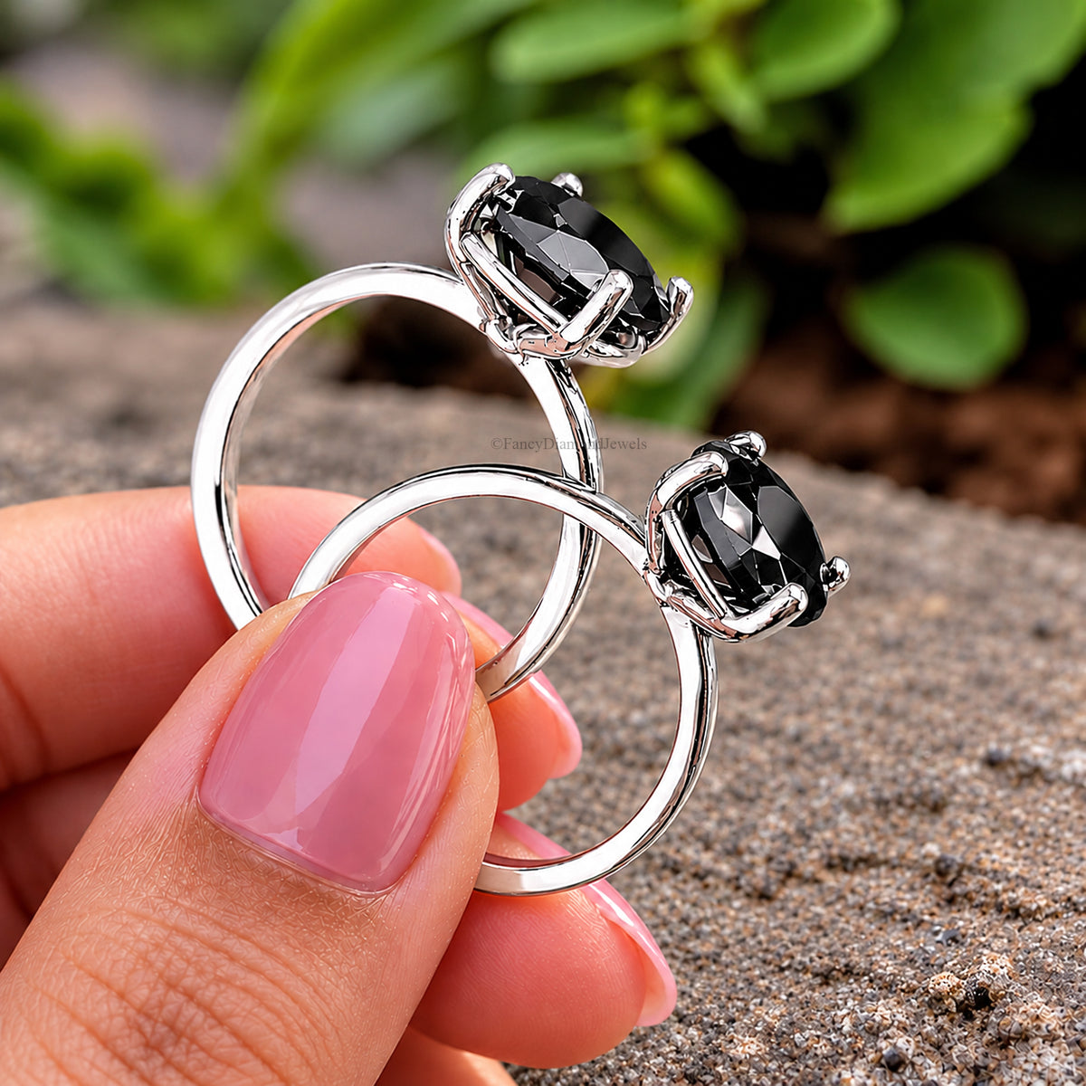 Round Black Onyx stone engagement ring 11mm 9mm 8mm 6.50mm 4mm ring silver simulant Ring Solitaire ring Diamond ring Gift for her FD505
