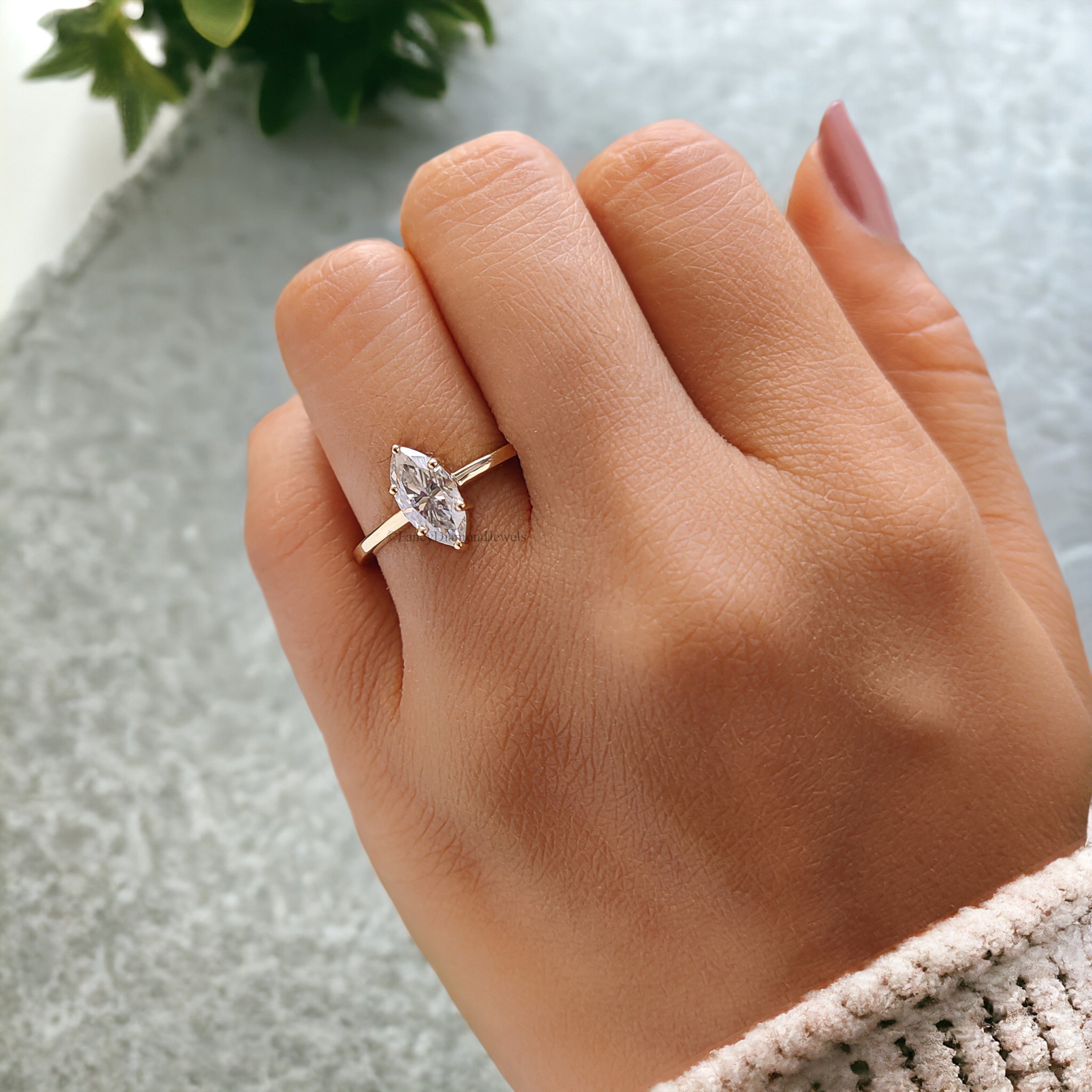 1.00 CT Marquise Cut Colorless Moissanite Ring Solitaire Prong Set Engagement Ring Wedding Ring Promise Ring for Women Gift for Her FD153