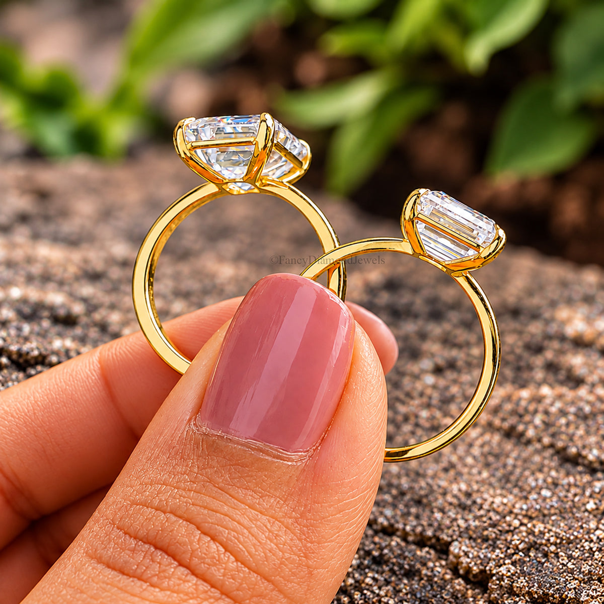 Emerald Cut Engagement Ring CZ Solitaire 925 Silver Diamond Simulant Travel Promise Moissanite Style Wedding Bridal Anniversary Gift FD199