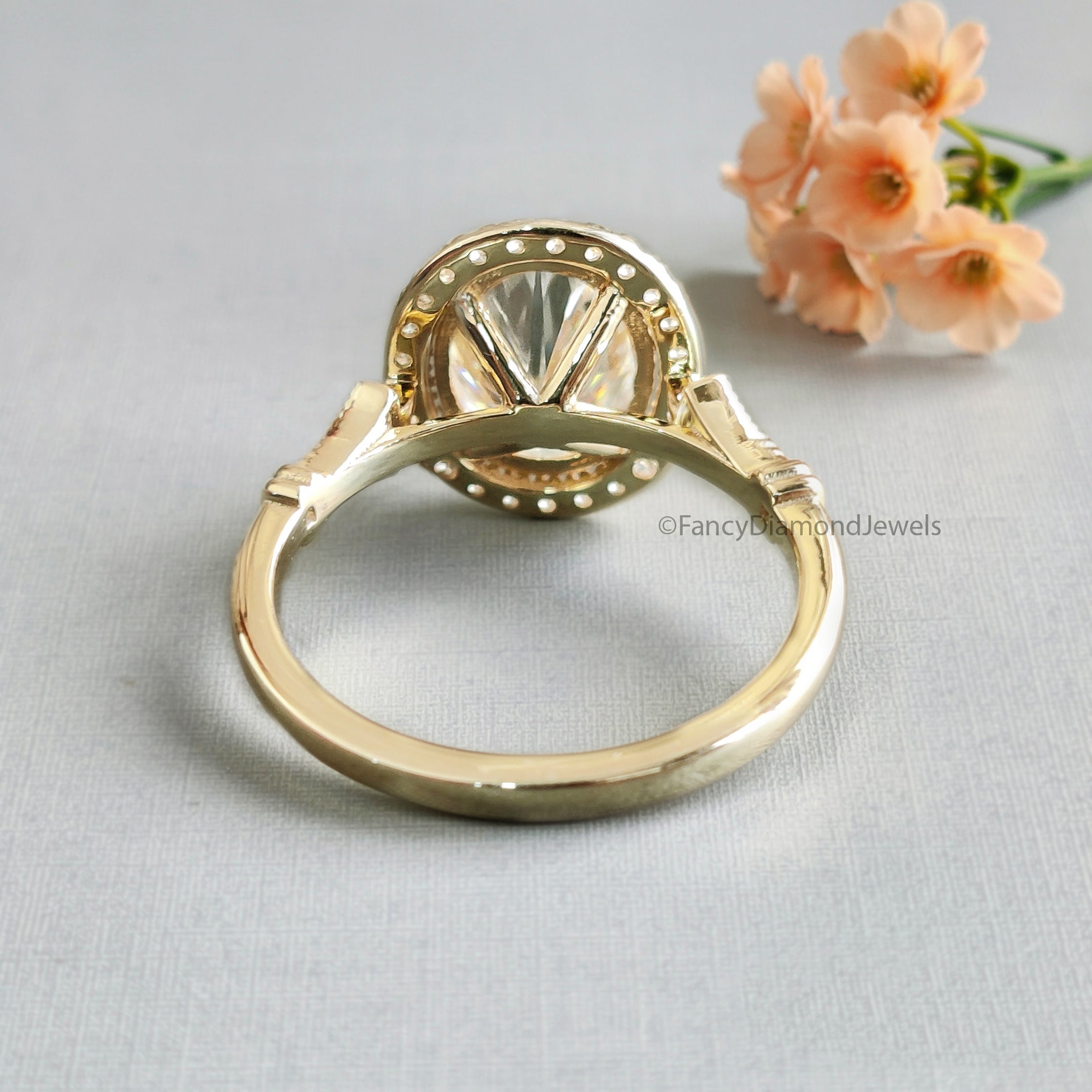 2.40 CT Oval Cut Lab Grown Diamond Engagement Ring Oval With Halo Setting Ring Colorless Oval Wedding Ring Gift for Her Promise Ring FD466