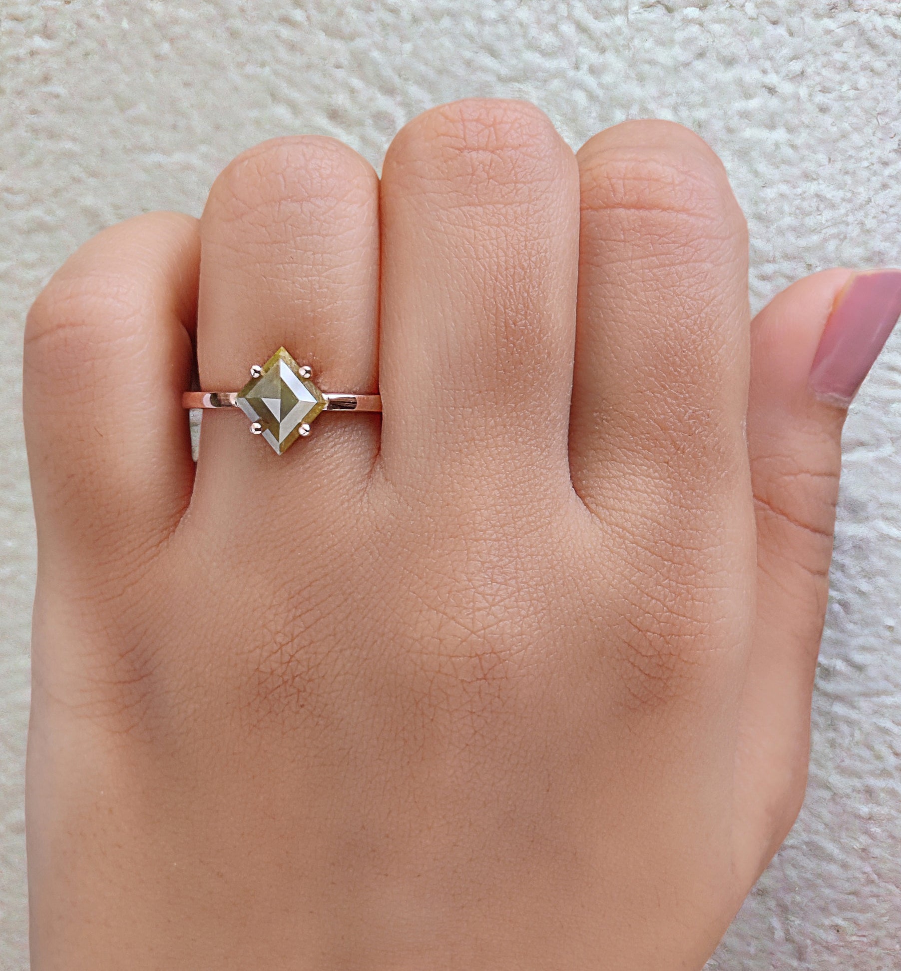 Kite Cut Yellow Color Diamond Ring 1.61 Ct 9.60 MM Kite Shape Diamond Ring 14K Solid Rose Gold Silver Kite Engagement Ring Gift For Her QL8814