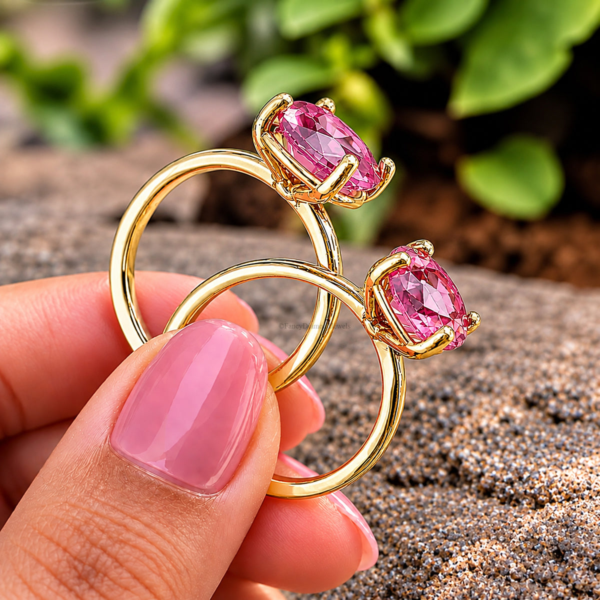 Round Pink Tourmaline engagement ring 11mm 9mm 8mm 6mm 4mm stone ring Simulant Solitaire ring Diamond ring Silver ring Gift for her FD338