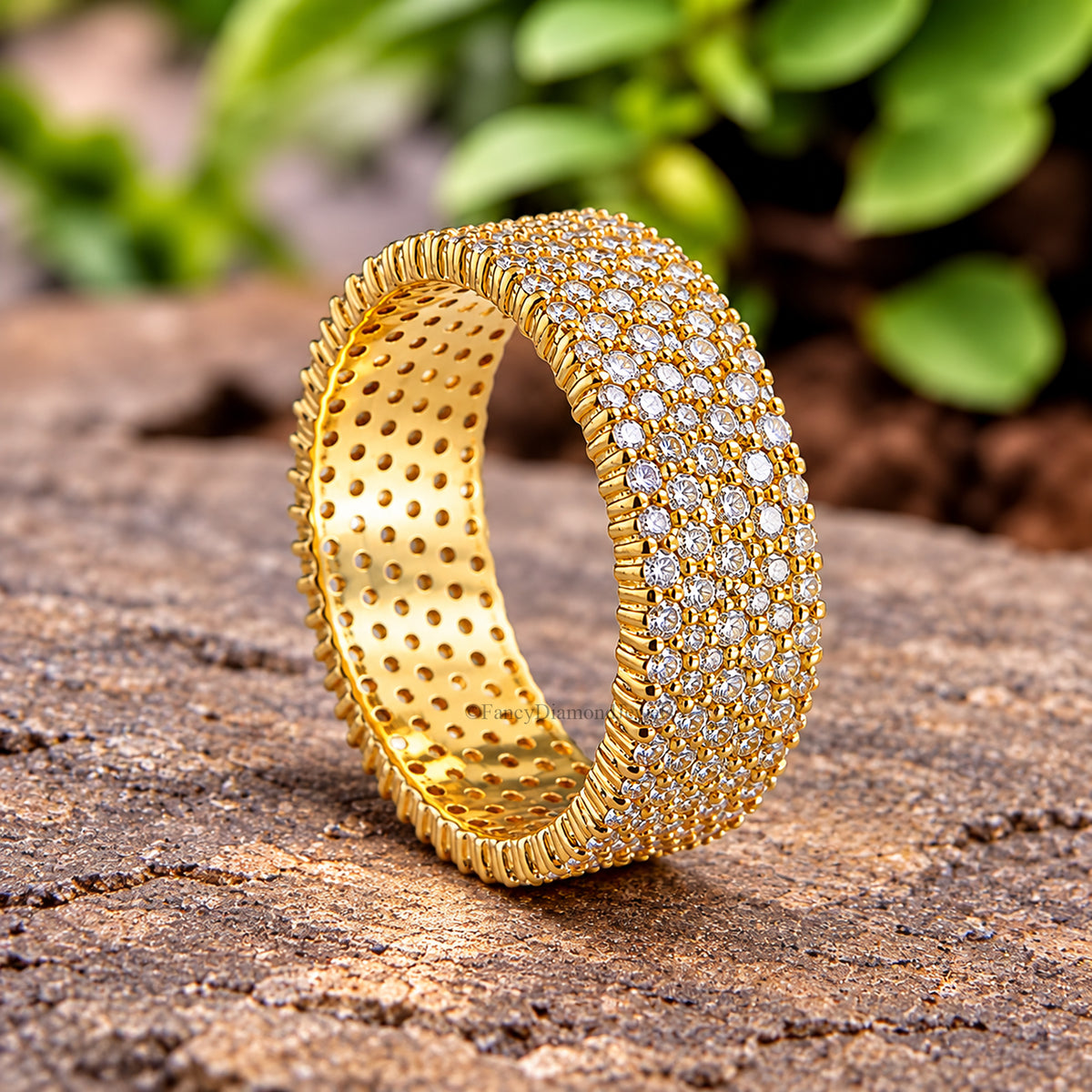 Dainty Solid Gold Round Moissanite Stacking Band, 10K Gold Stackable Promise Band, Minimalist Statement Band, Anniversary Gift for Her FD613