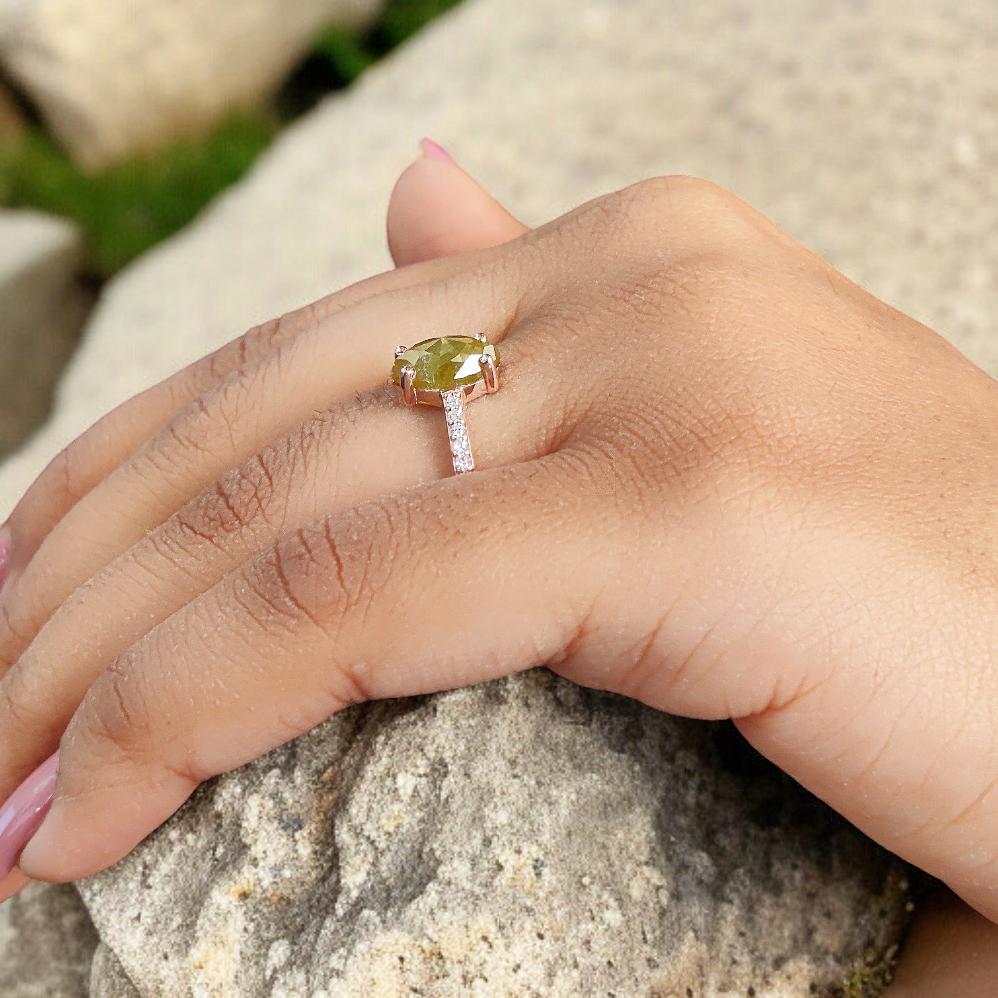 Marquise Shape Yellow Color Diamond Ring 2.04 Ct 9.62 MM Marquise Cut Diamond Ring 14K Rose Gold Silver Engagement Ring Gift For Her QL2127