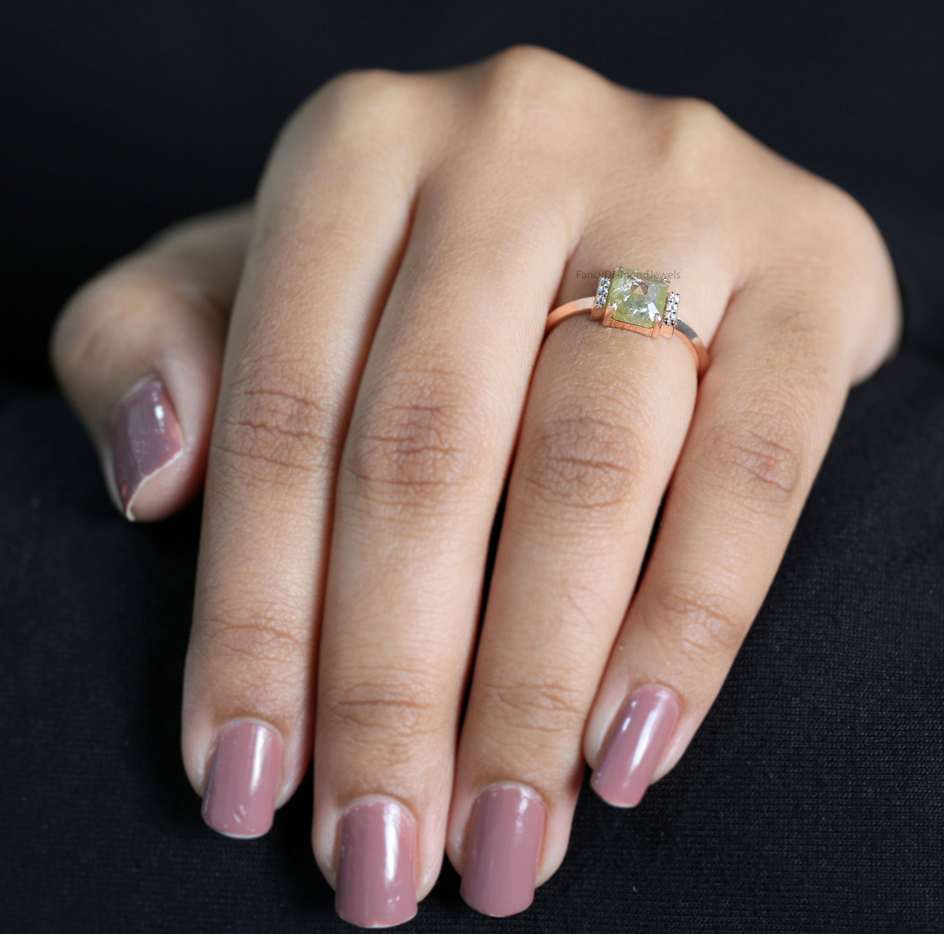 Emerald Cut Yellow Color Diamond Ring 1.69 Ct 6.90 MM Emerald Shape Diamond Ring 14K Rose Gold Silver Engagement Ring Gift For Her QL3097