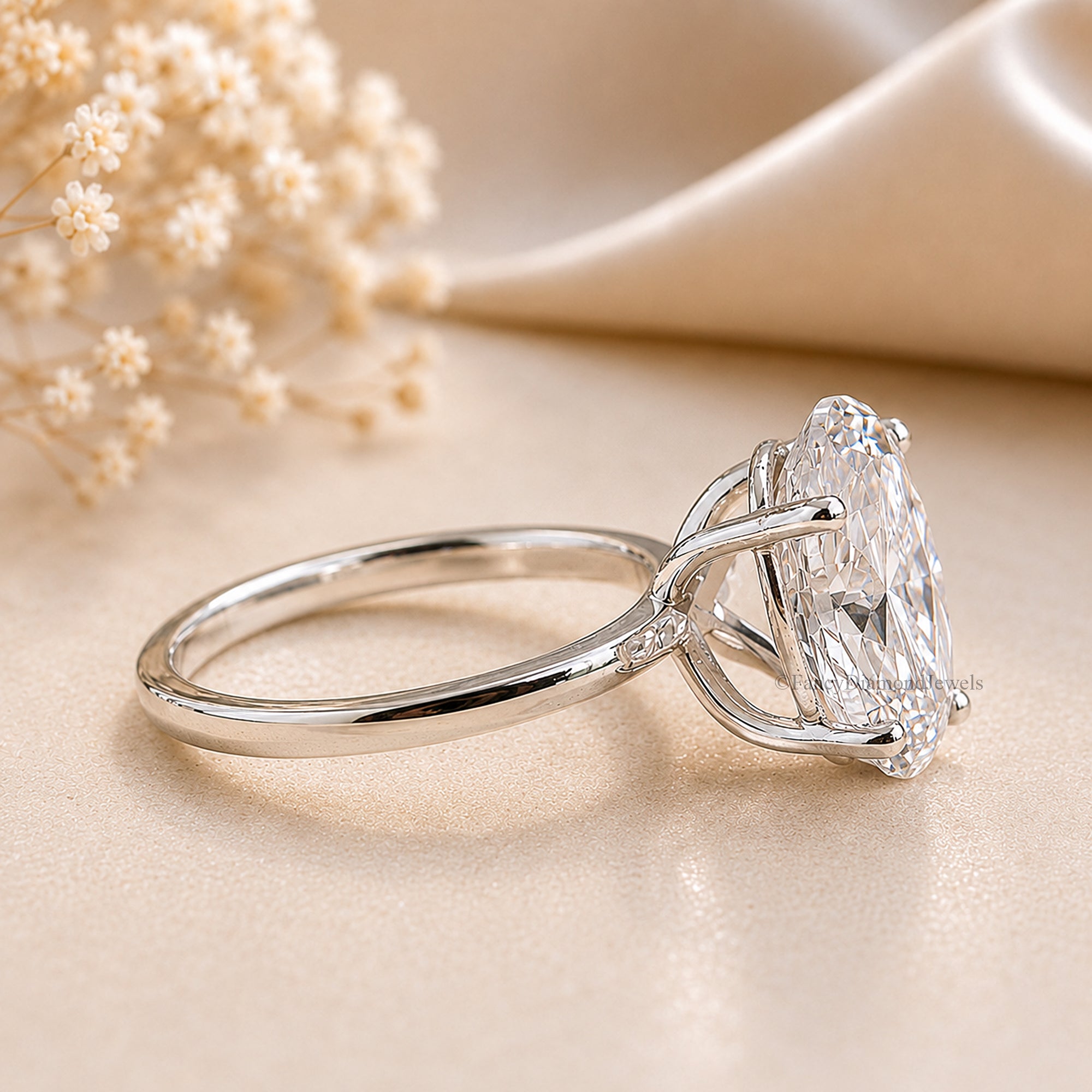 Oval Cut Engagement Ring, Moissanite Diamond Wedding Ring for Women, Oval Shape Moissanite Solitaire Propose Ring, Anniversary Gift FD588