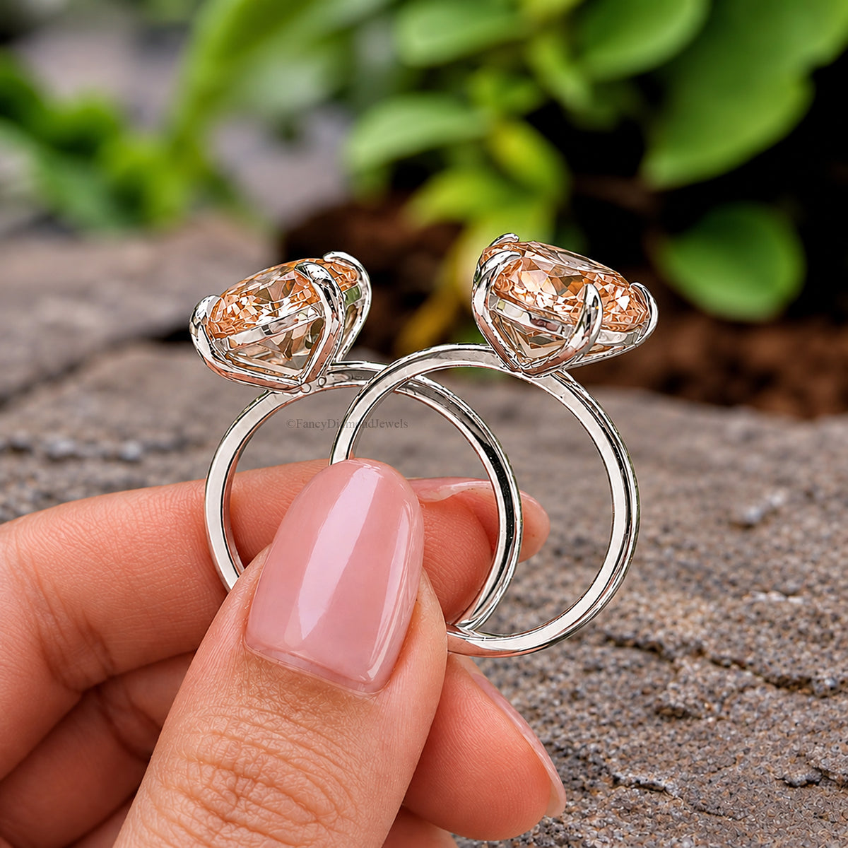 Oval Brown Champagne Diamond engagement ring 12mm 10mm 9mm 8mm 7mm stone ring Simulant Ring Solitaire ring Silver ring Gift for her FD404