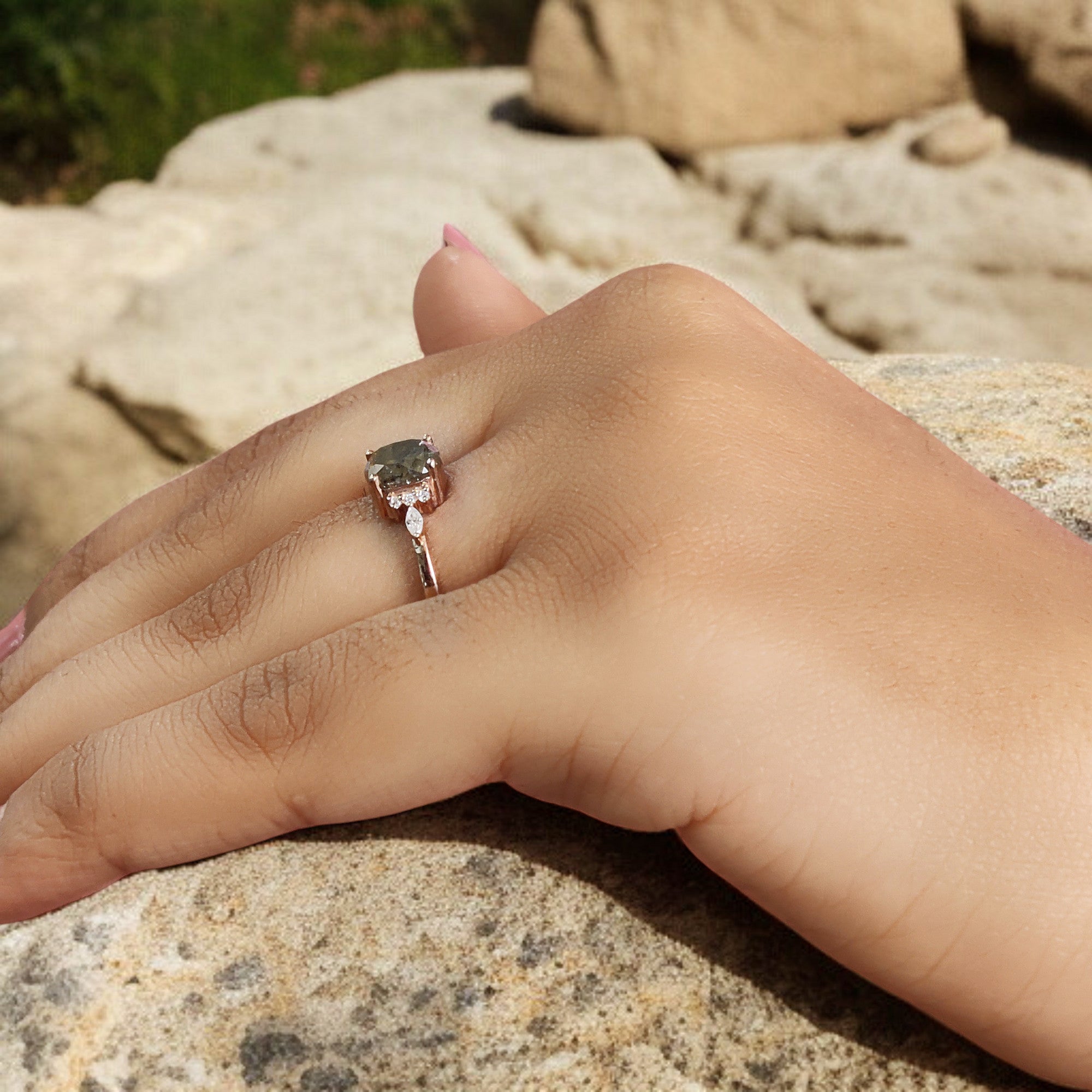 Cushion Cut Yellow Color Diamond Ring 1.29 Ct 6.80 MM Cushion Diamond Ring 14K Solid Rose Gold Silver Engagement Ring Gift For Her QL7333