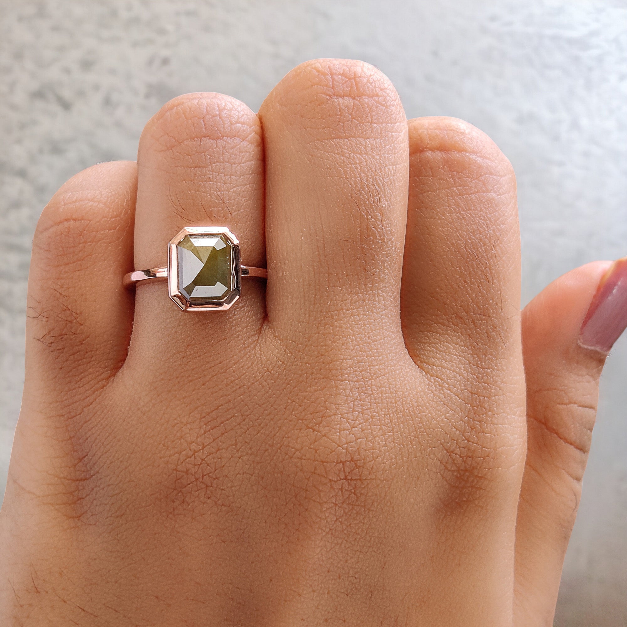 Emerald Cut Yellow Color Diamond Ring 2.85 Ct 8.60 MM Emerald Shape Diamond Ring 14K Rose Gold Silver Engagement Ring Gift For Her QN157