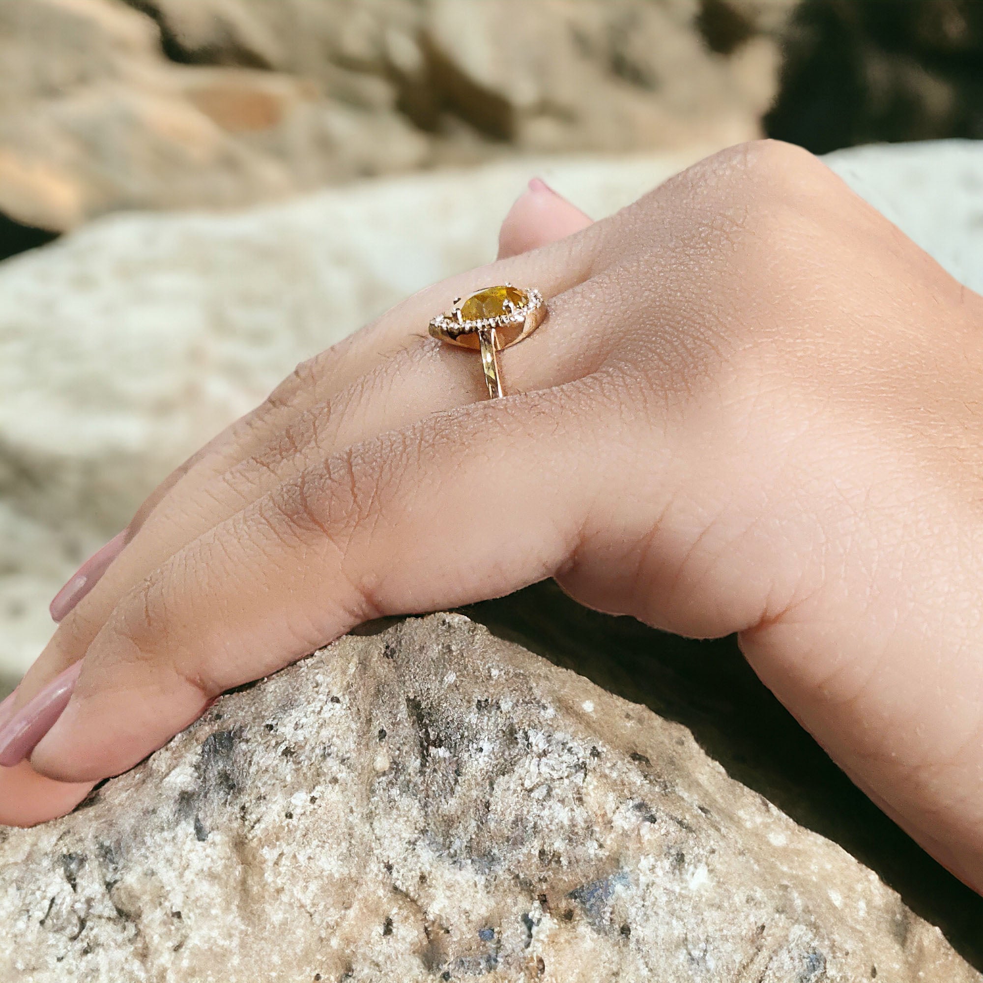 Pear Cut Yellow Color Diamond Ring 0.55 Ct 7.62 MM Pear Diamond Ring 14K Solid Yellow Gold Silver Pear Engagement Ring Gift For Her QK2580