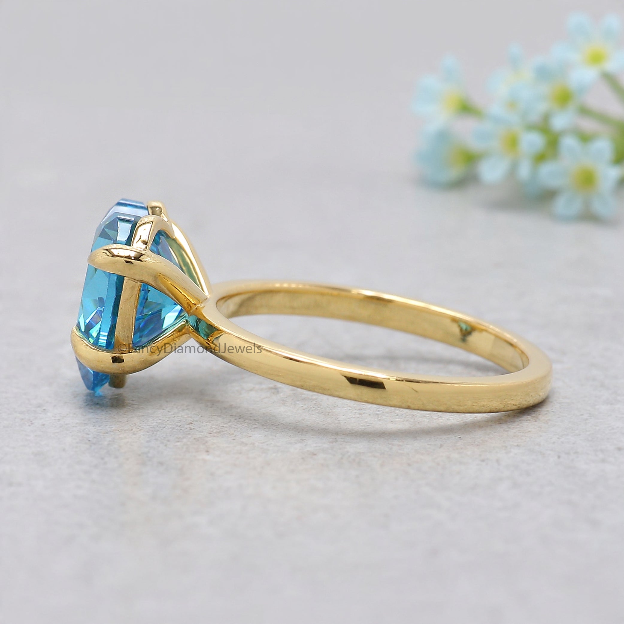 Heart Blue Aquamarine engagement ring 10mm 9mm 8mm 7mm 6mm stone ring Simulant Solitaire ring Diamond ring Silver ring Gift for her FD544