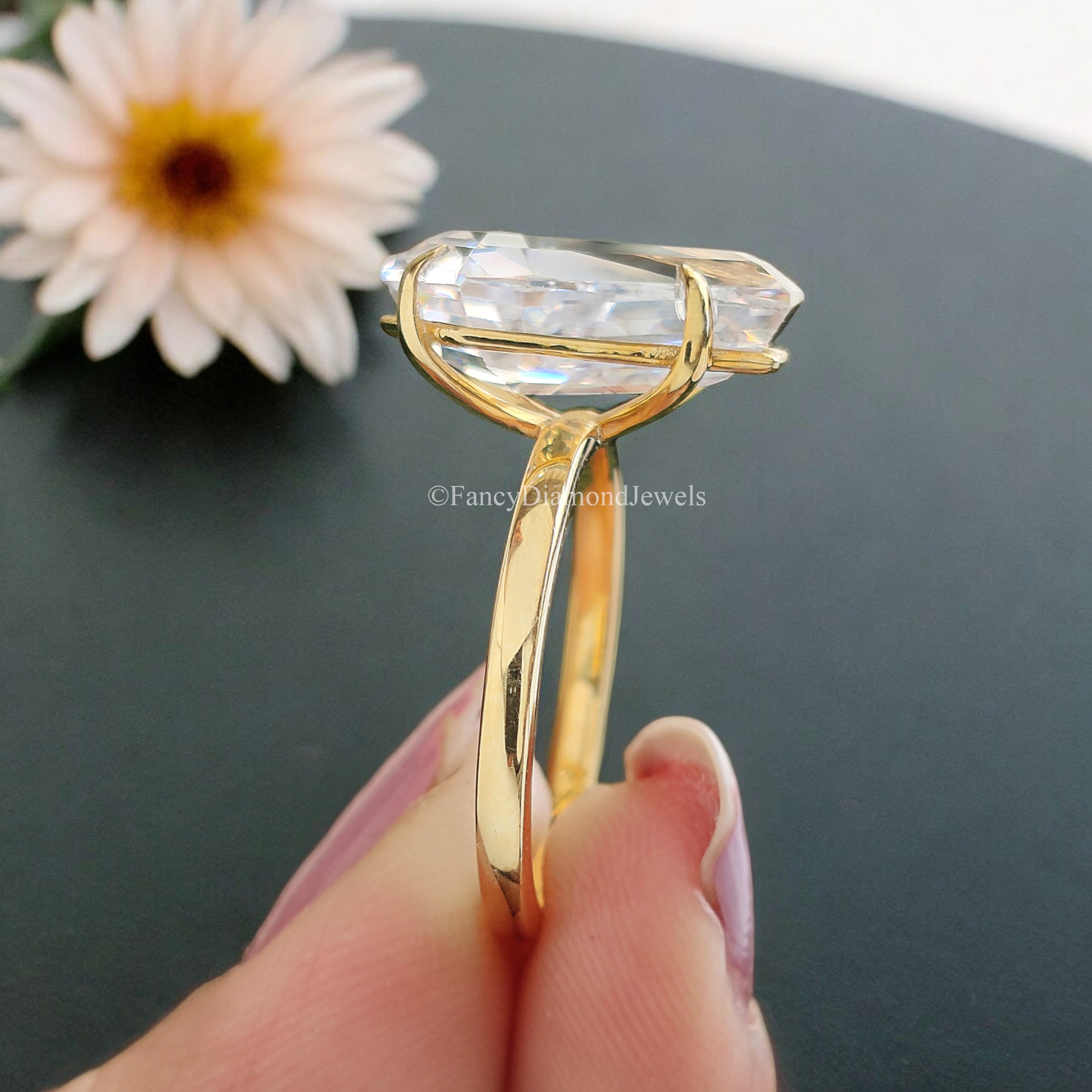 Coffin Cut engagement ring 14mm 13mm 12mm 11mm 10mm 9mm stone ring Silver ring Diamond ring Simulant ring Solitaire ring Gift for her FD216