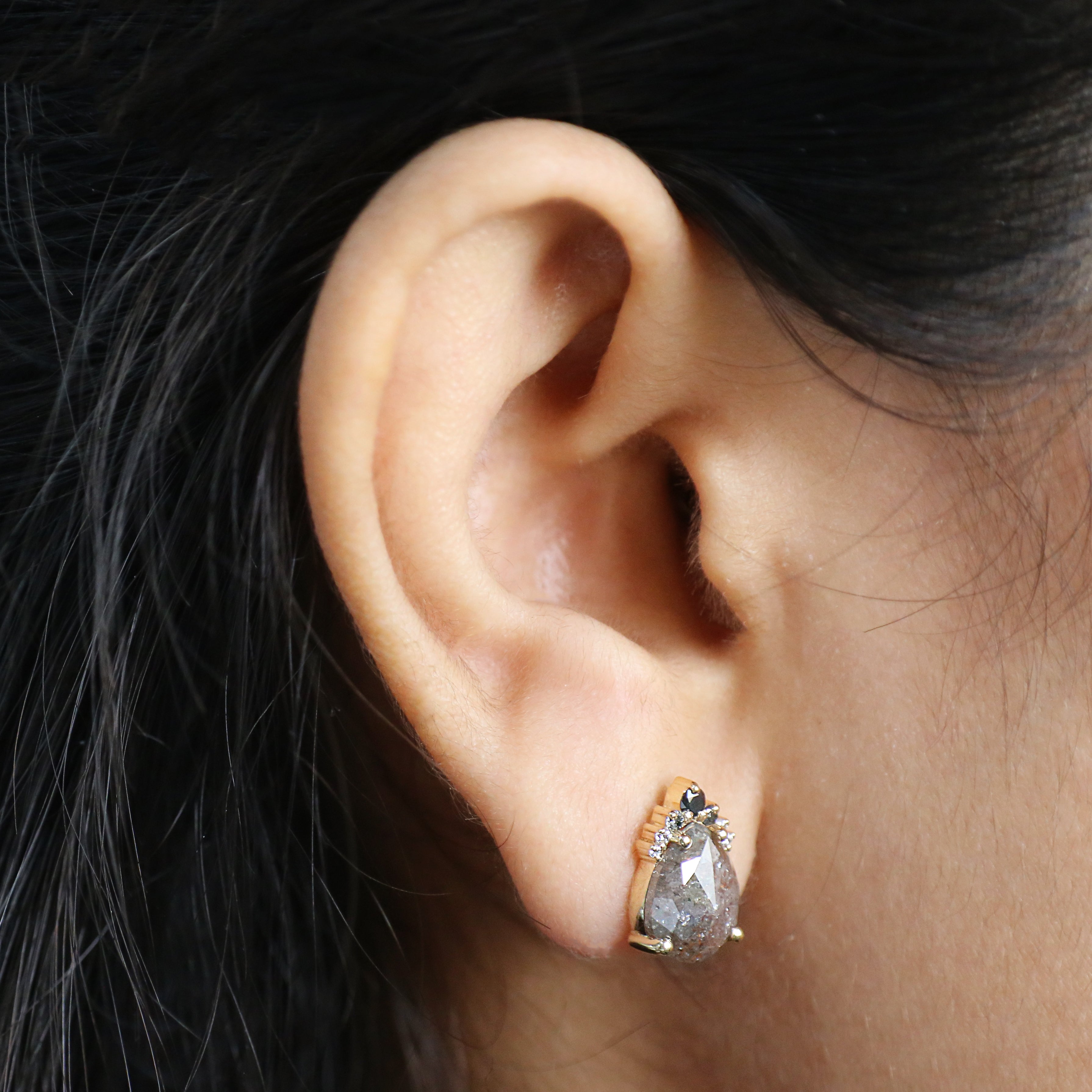 Pear Cut Brown Color Diamond Earring 3.93 Ct 9.85 MM Pear Diamond Earring 14K Solid Rose Gold Silver Engagement Earring Gift For Her QL6618