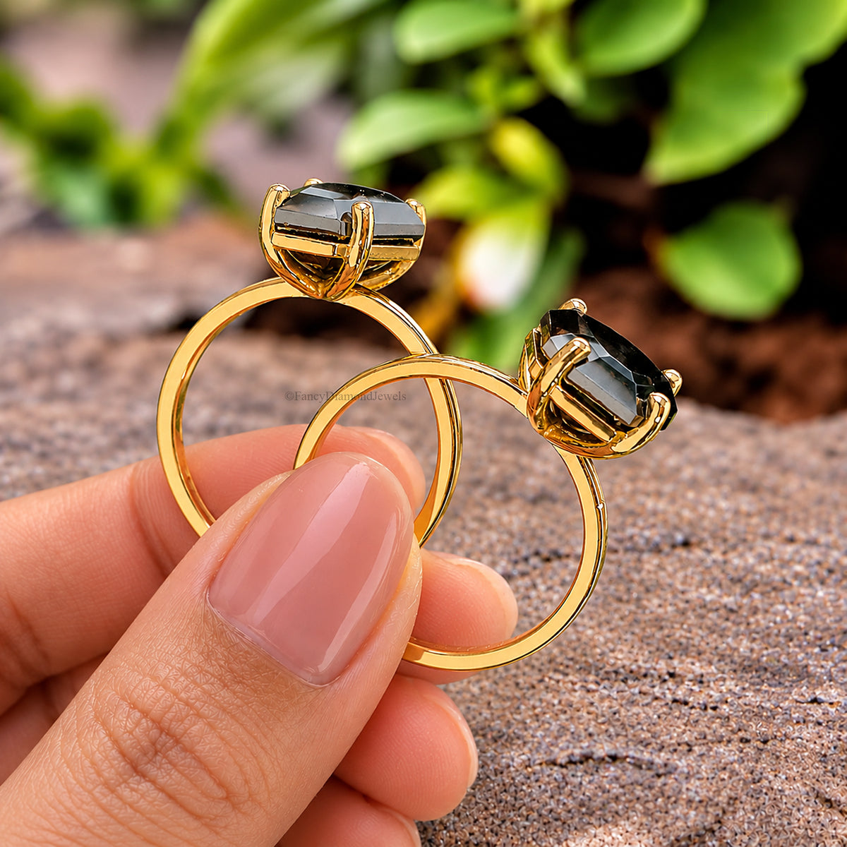 Coffin Black Onyx engagement ring 14mm 13mm 12mm 11mm 10mm 9mm stone ring Simulant Solitaire Diamond ring Silver ring Gift for her FD393