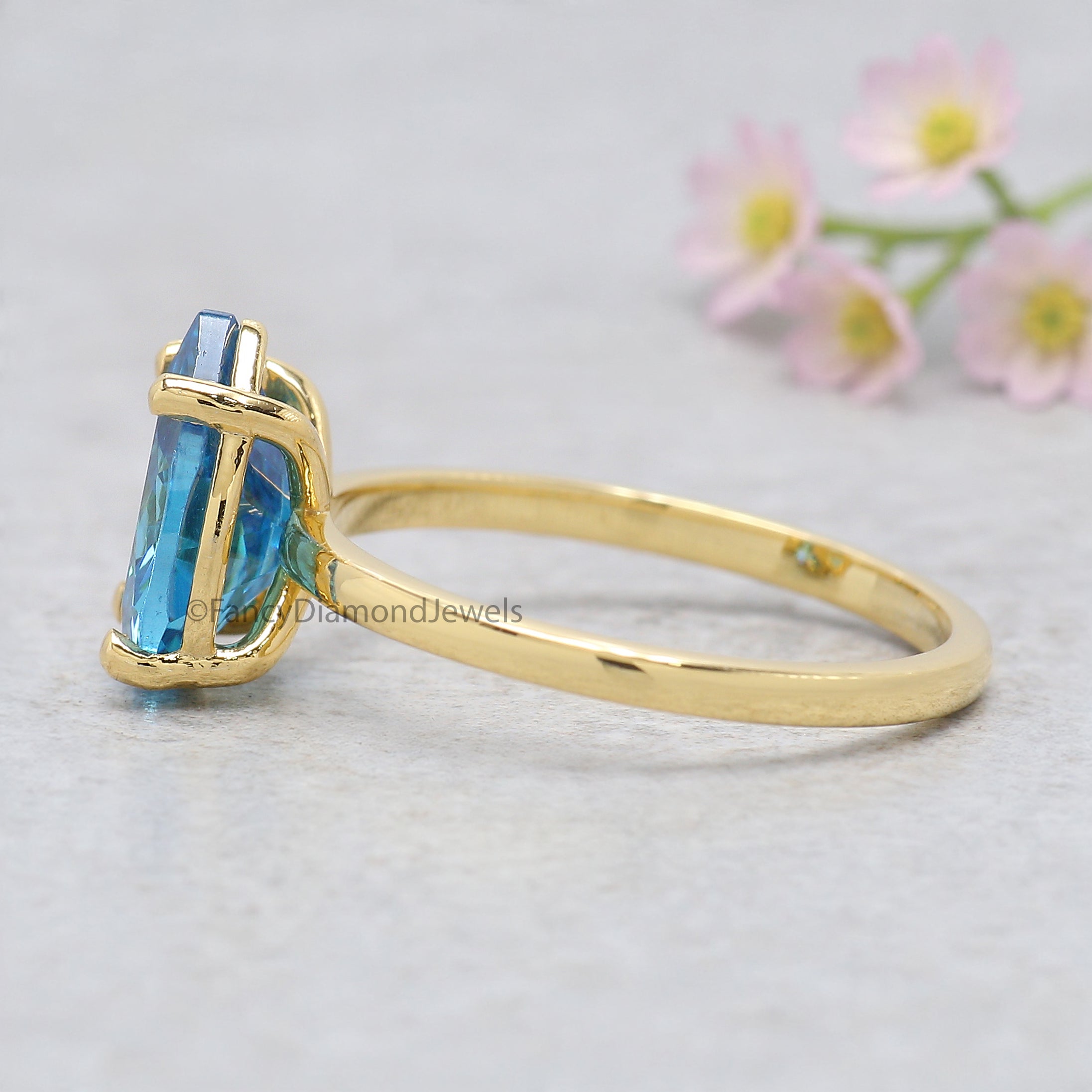 Pear Blue Aquamarine engagement ring 12mm 10mm 9mm 8mm 7mm stone ring Simulant Solitaire ring Diamond ring Silver ring Gift for her FD546