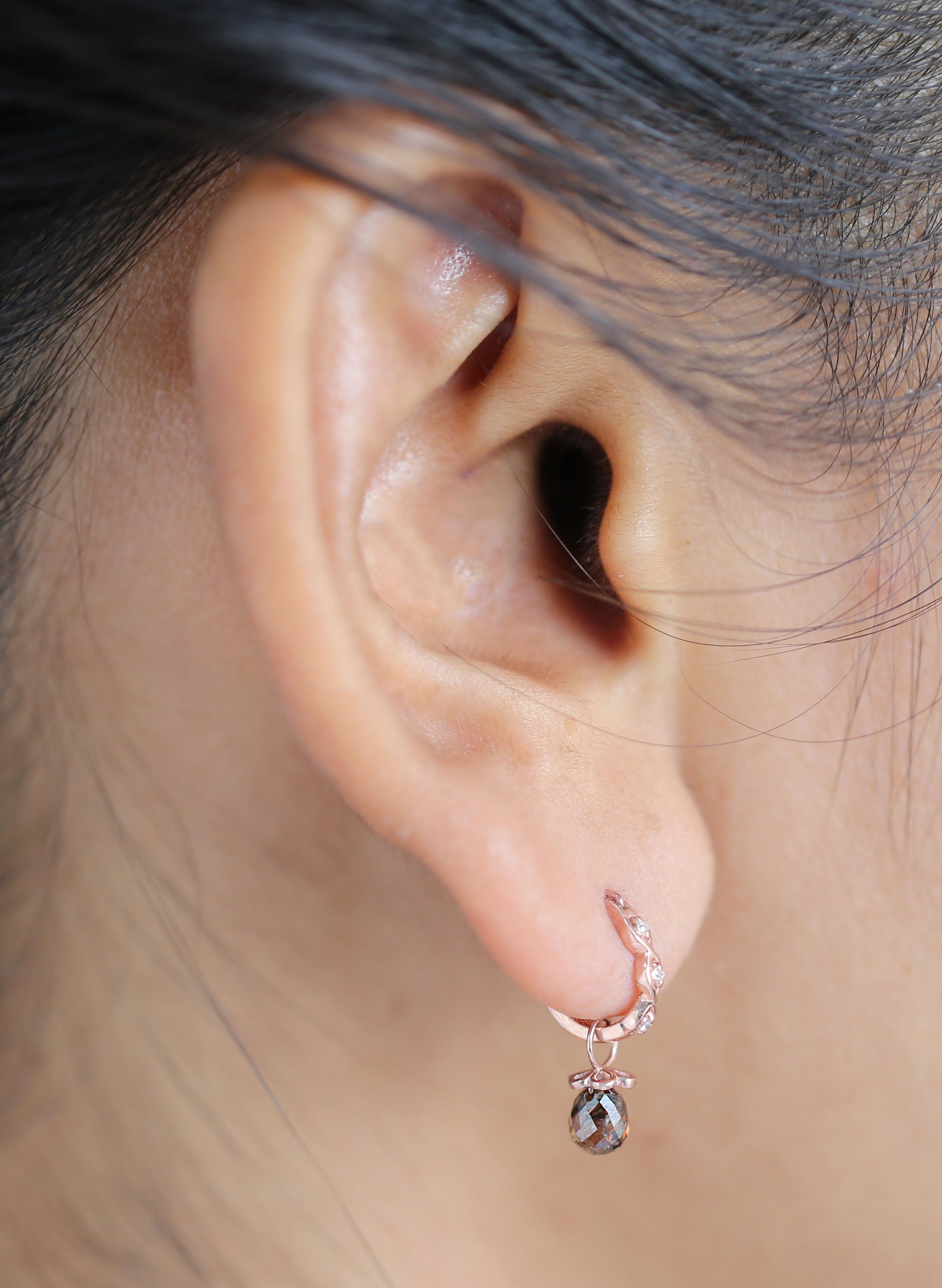 Drop Cut Brown Color Diamond Earring 1.34 Ct 5.15 MM Drop Diamond Earring 14K Solid Rose Gold Silver Engagement Earring Gift For Her KDN840