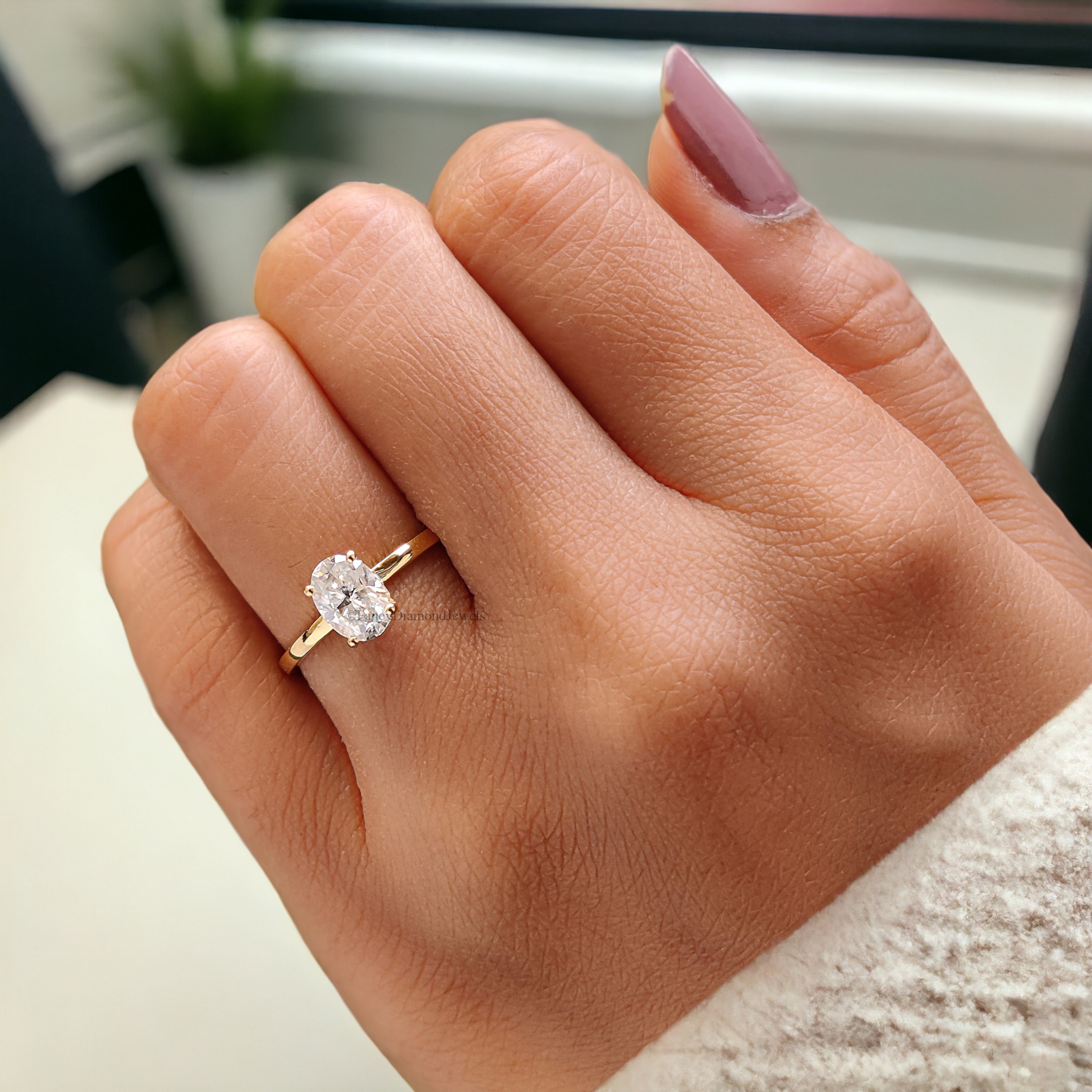 Oval Moissanite Bridal Ring Hidden Halo Moissanite Bridesmaid Ring Near Colorless Moissanite Wedding Ring 14K Solid Gold Proposal Ring FD173