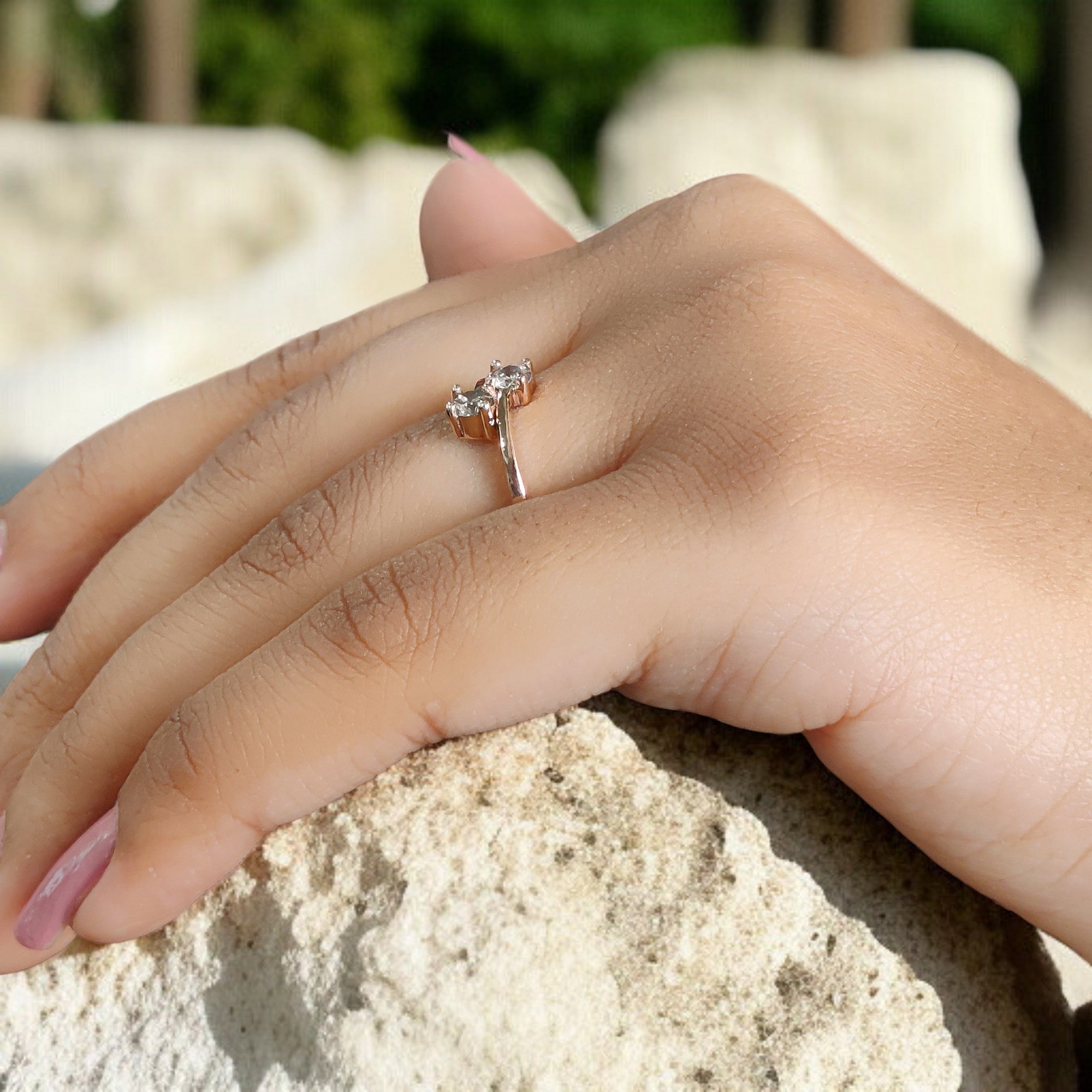 Round Cut Salt And Pepper Diamond Ring 0.36 Ct 3.60 MM Round Diamond Ring 14K Solid Rose Gold Silver Engagement Ring Gift For Her QL6924