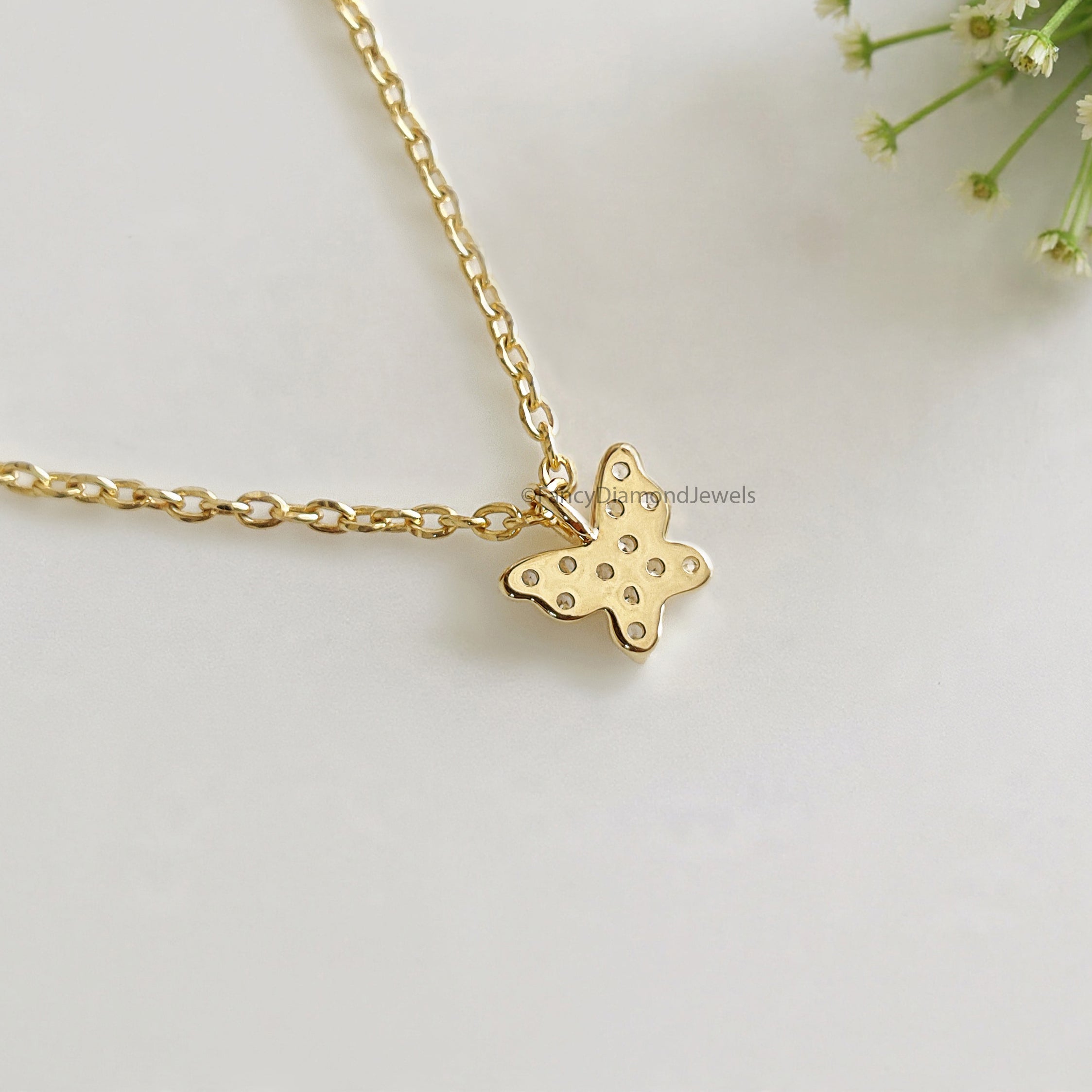 Dainty Crystal Butterfly Necklace Bridesmaid Jewelry Yellow Silver handmade jewelry Necklace Minimalist Jewelry Necklace With Chain FD525