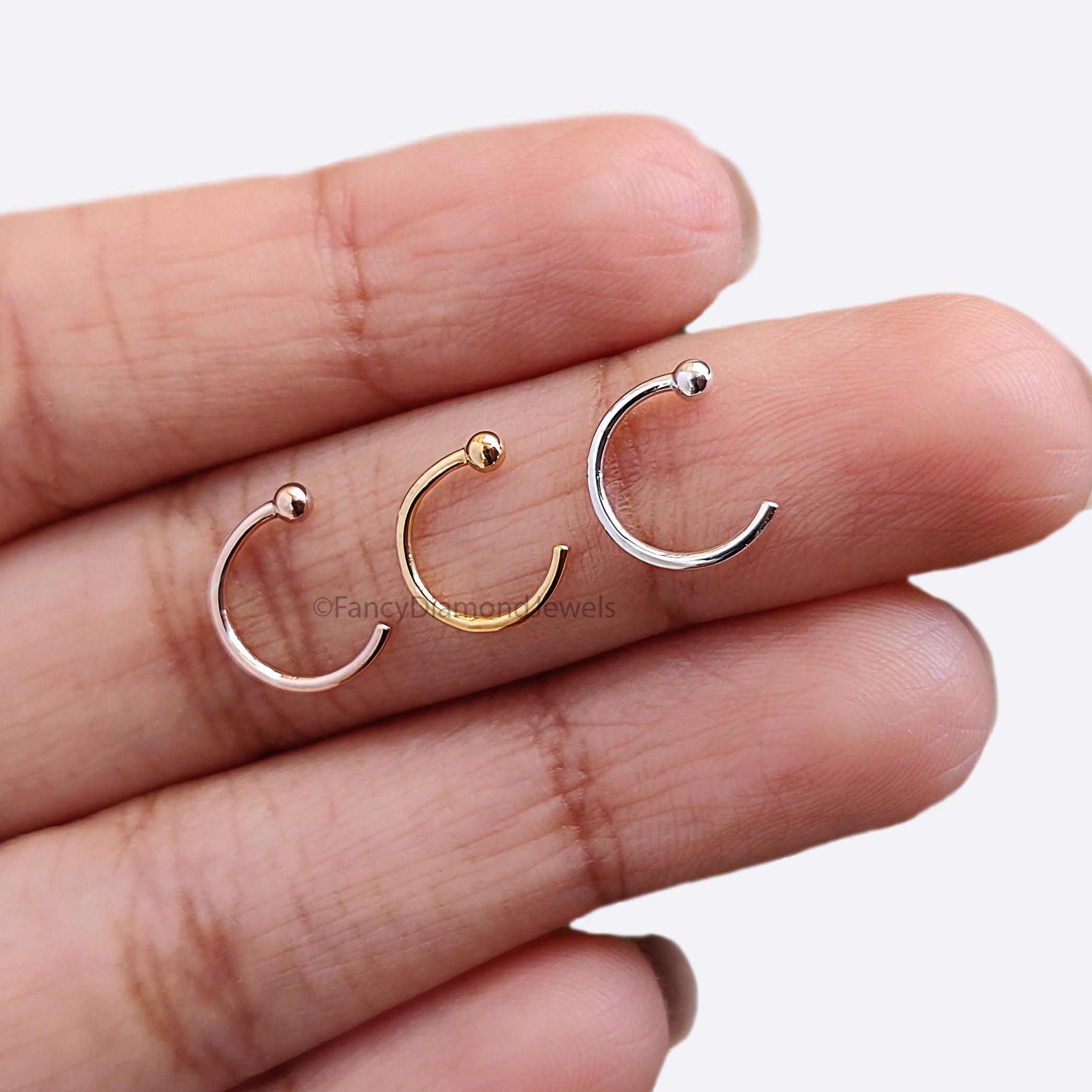 Nose Ring Hoop Tragus Hoop Helix Hoop Small Tiny Nose Ring Simply Sweet Nose Ring Rose Gold Sterling Silver Nose Stud FD489