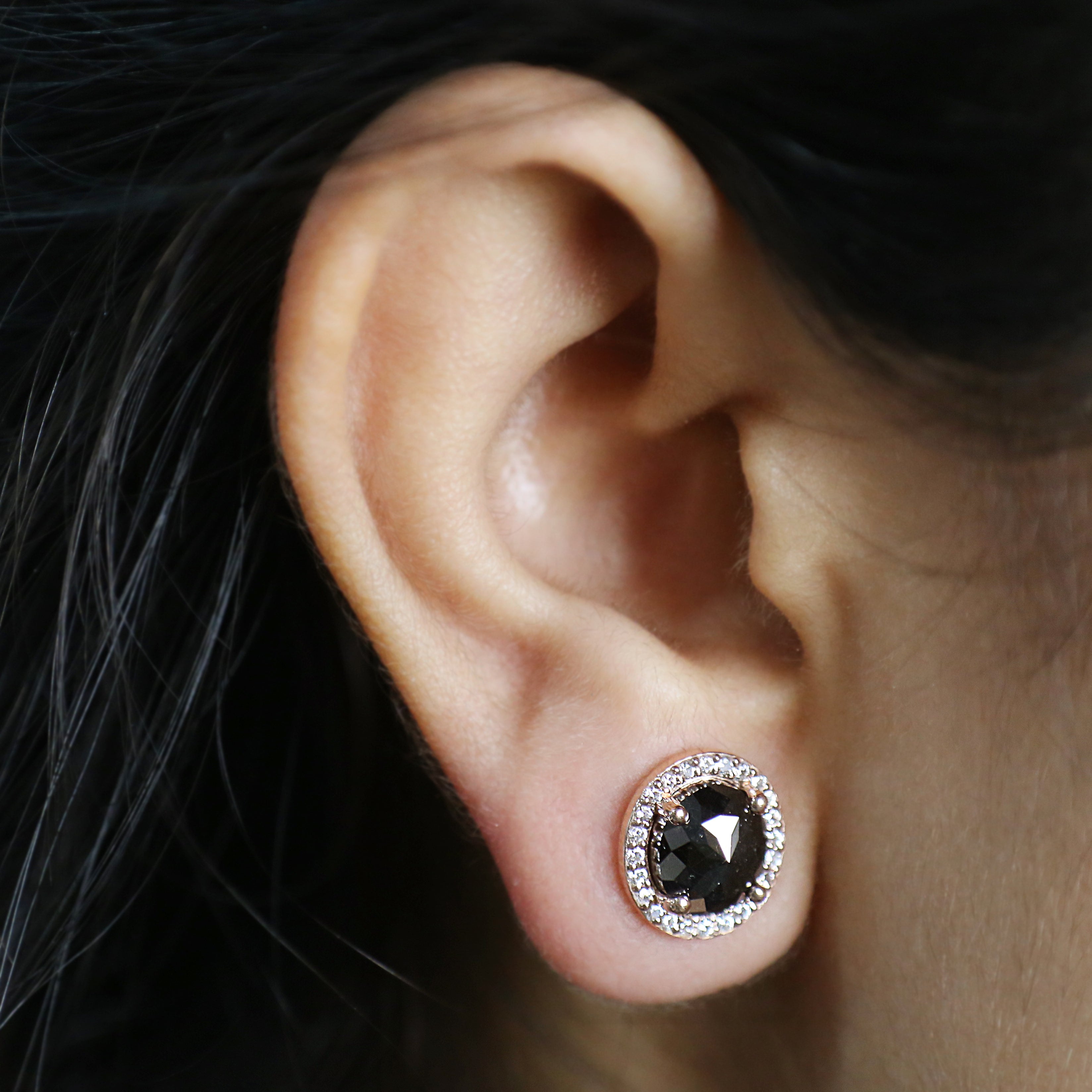 4.45 CT Oval Shape Salt And Pepper Diamond Earring Oval Cut Earring Halo Set Earring Engagement Earring Earlobe Earrings Gift For Her KD861