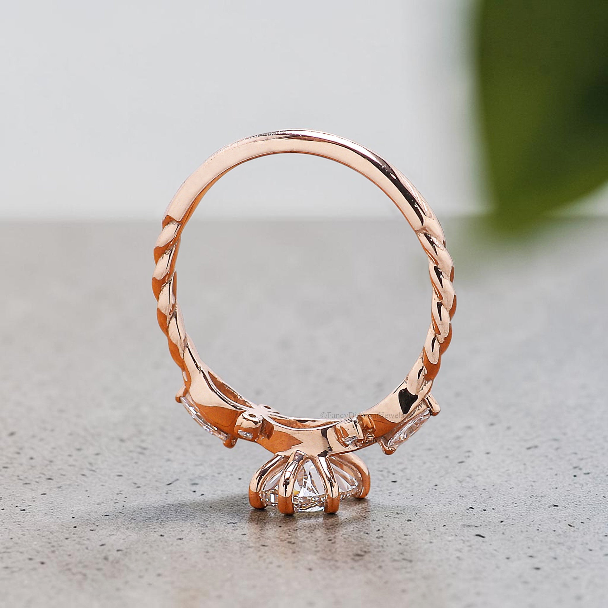 Oval Shape Lab Grown Diamond Engagement Ring Solid Gold Ring Oval Cut Lab Diamond Ring 3/4 Eternity Twisted Ring Anniversary Gift FD580