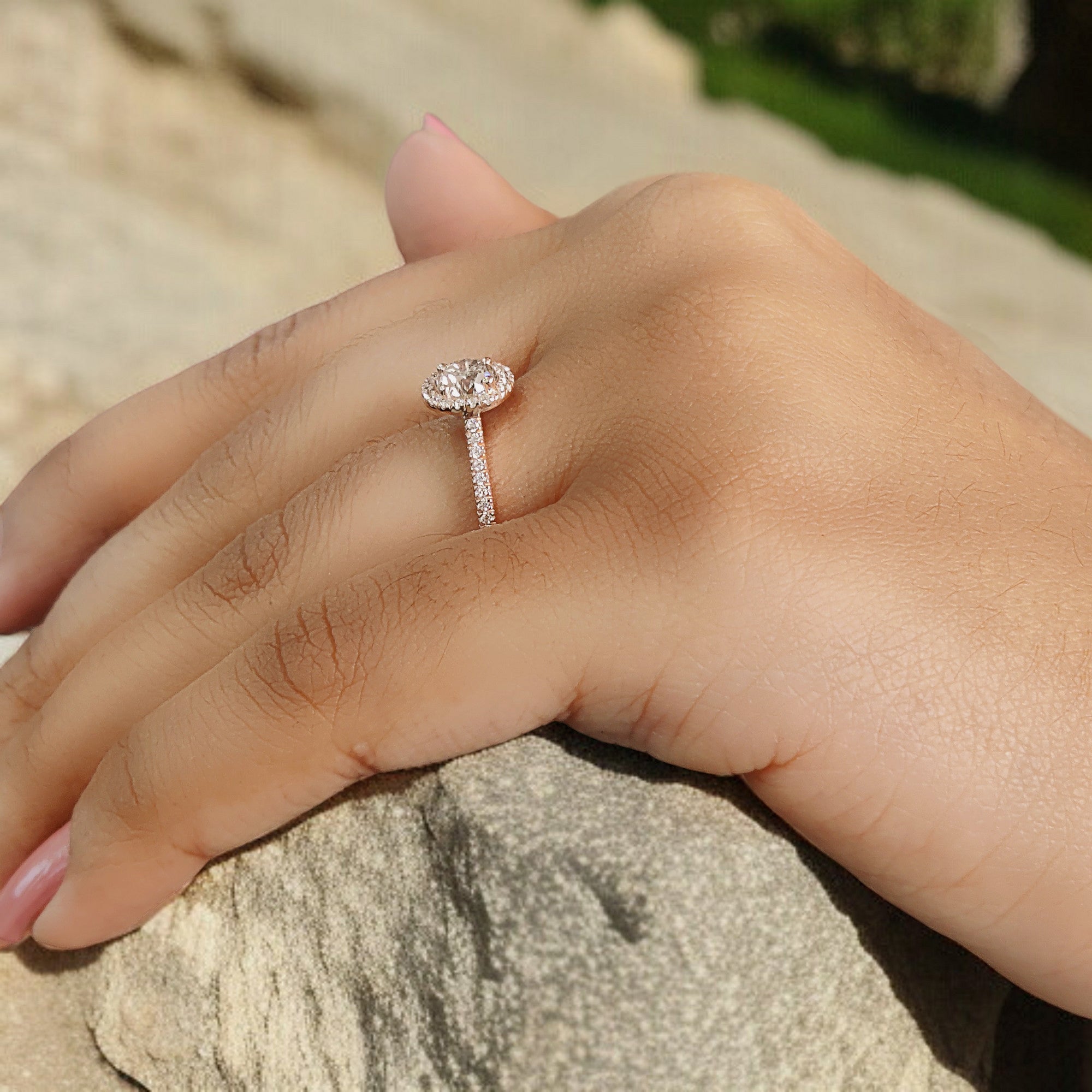 Round Cut Salt And Pepper Diamond Ring 0.67 Ct 5.16 MM Round Diamond Ring 14K Solid Rose Gold Silver Engagement Ring Gift For Her QL2654