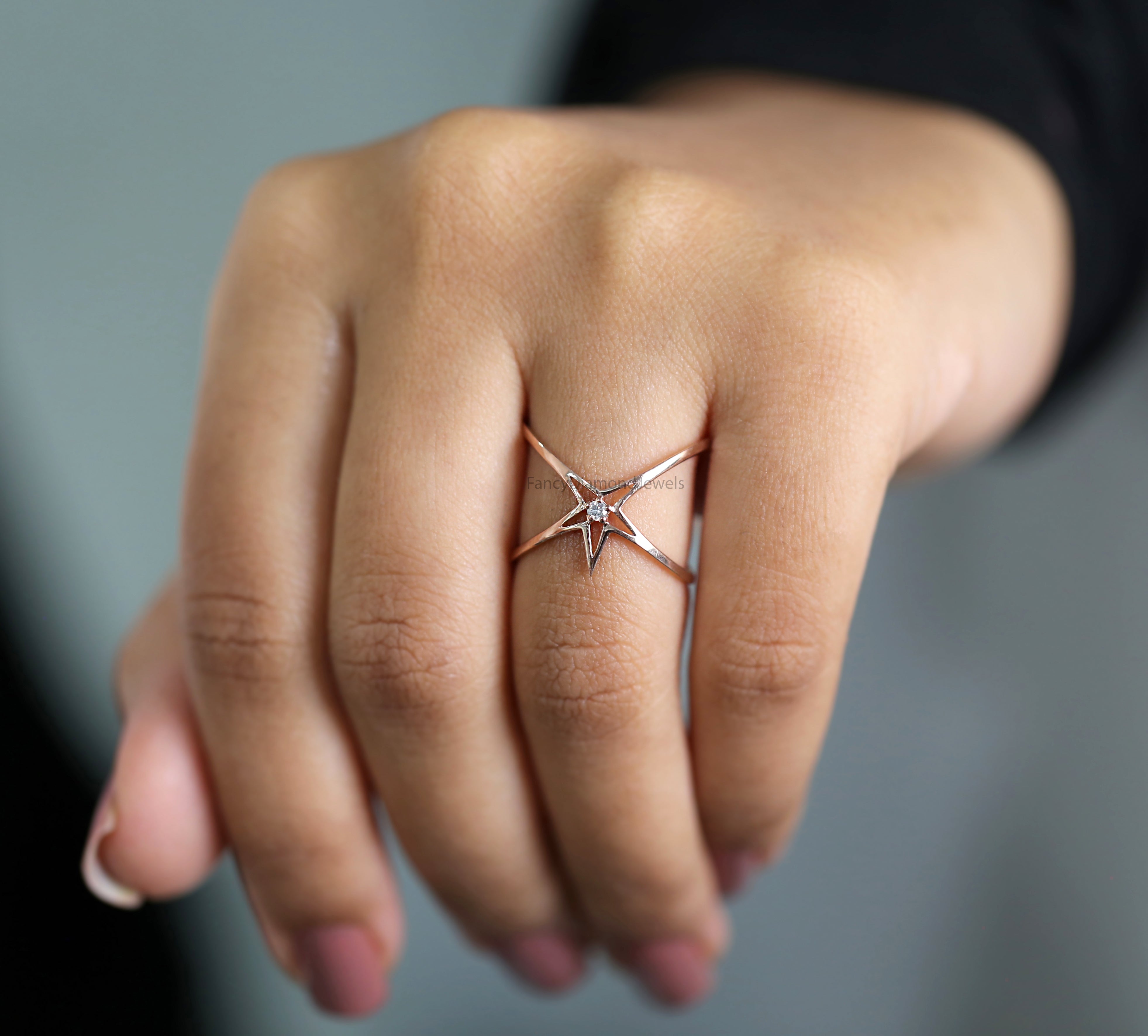 Round salt and pepper Diamond Ring, Salt and pepper Round Diamond Engagement Ring, Round Natural Diamond Ring, Round Cut Ring, KD1149