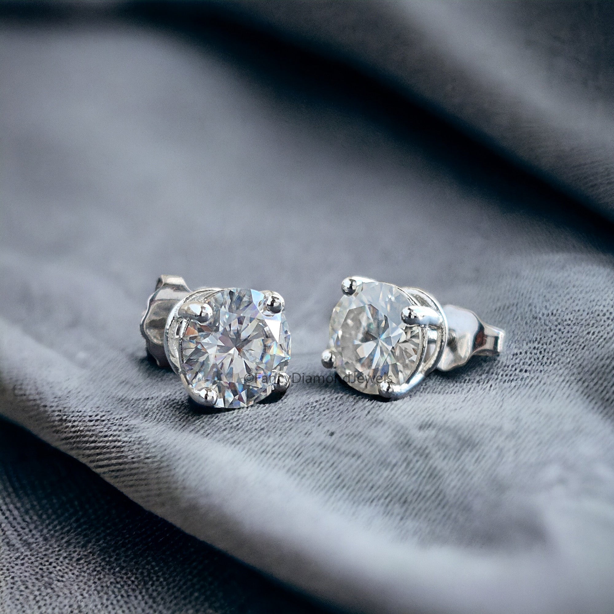 7 MM Round Brilliant Cut Earrings Colorless Moissanite Stud Earrings Screw Back Earrings Wedding Earrings Round Studs Earrings for Her FD26