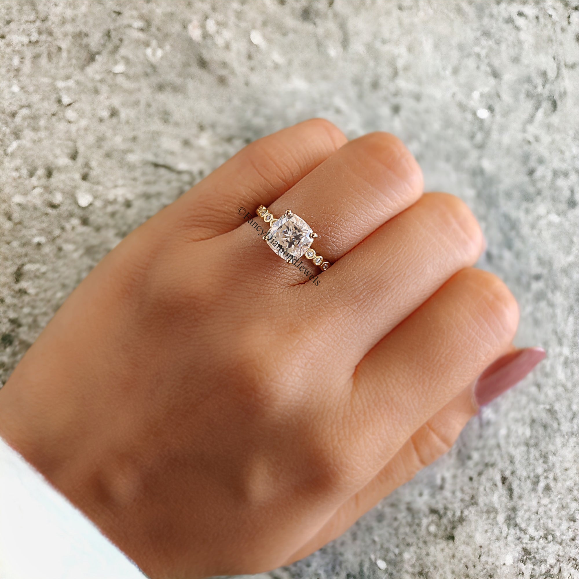 Cushion Moissanite Engagement Ring 1.60 CT Cushion Cut Moissanite Ring Round Prong Ring For Women Promise Ring Gift For Her Ring FD86