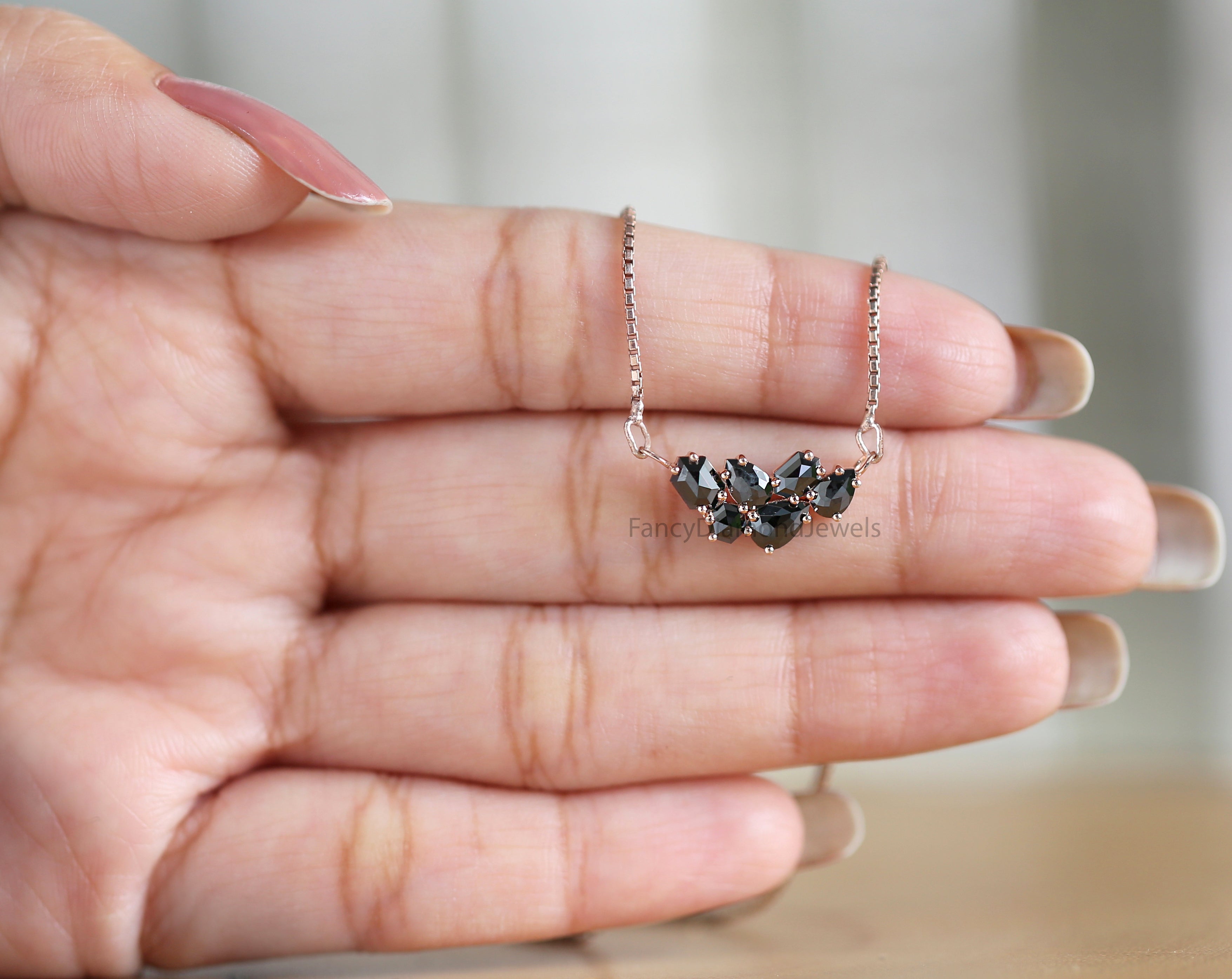 Mix Shape Black Diamond Pendant, Unique Diamond Pendant, Black Diamond Pendant, Dangling Diamond Pendant, Mix Shape Diamond Pendant KDL2701