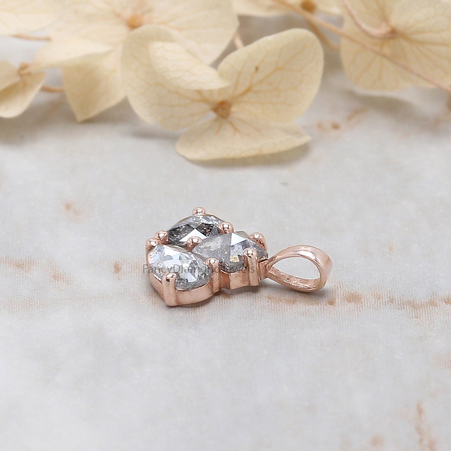 Mix Shape Salt And Pepper Diamond Pendant, Unique Diamond Pendant, Salt And Pepper Diamond Pendant, Dangling Diamond Pendant, KDL1972