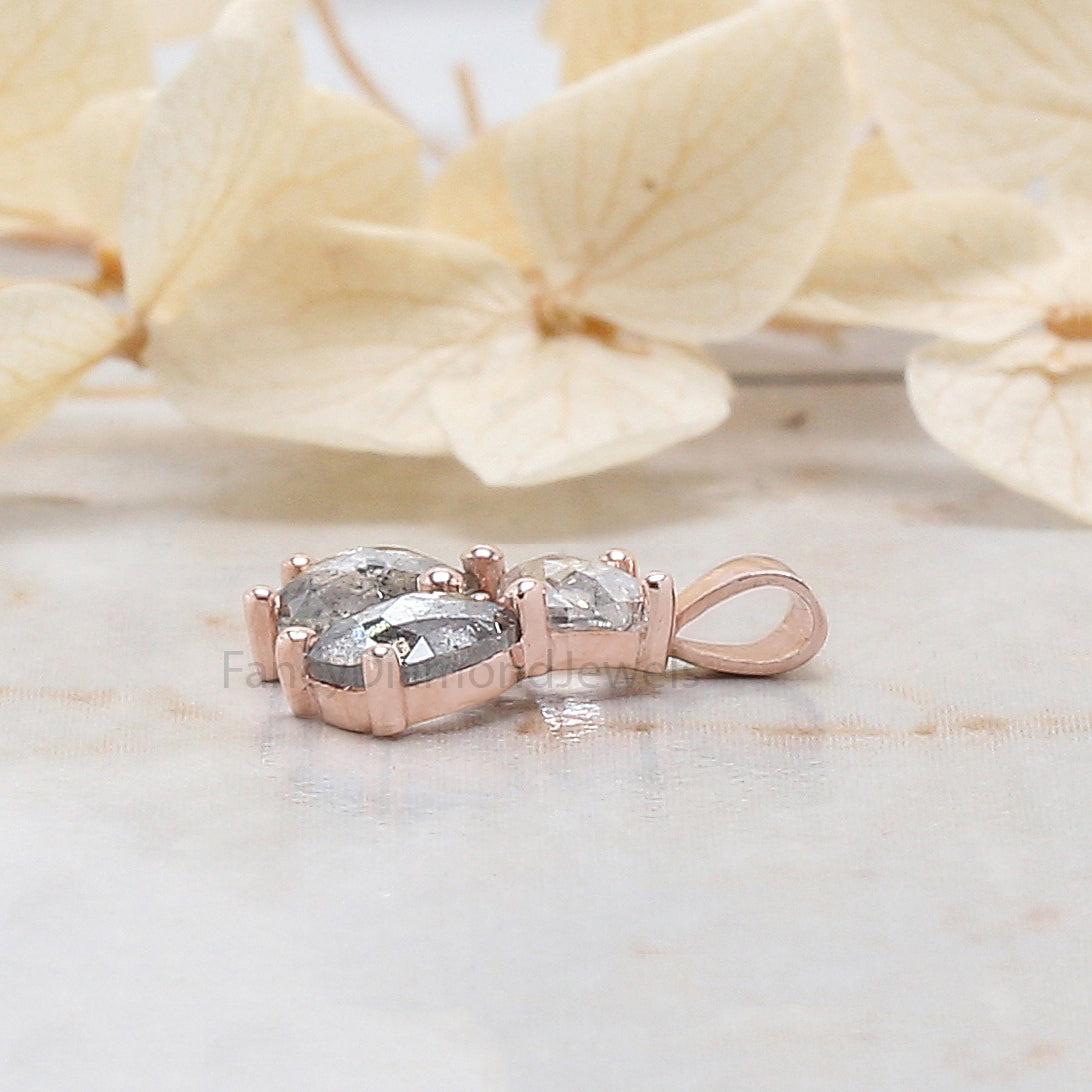 Mix Shape Salt And Pepper Diamond Pendant, Unique Diamond Pendant, Salt And Pepper Diamond Pendant, Dangling Diamond Pendant KDL184